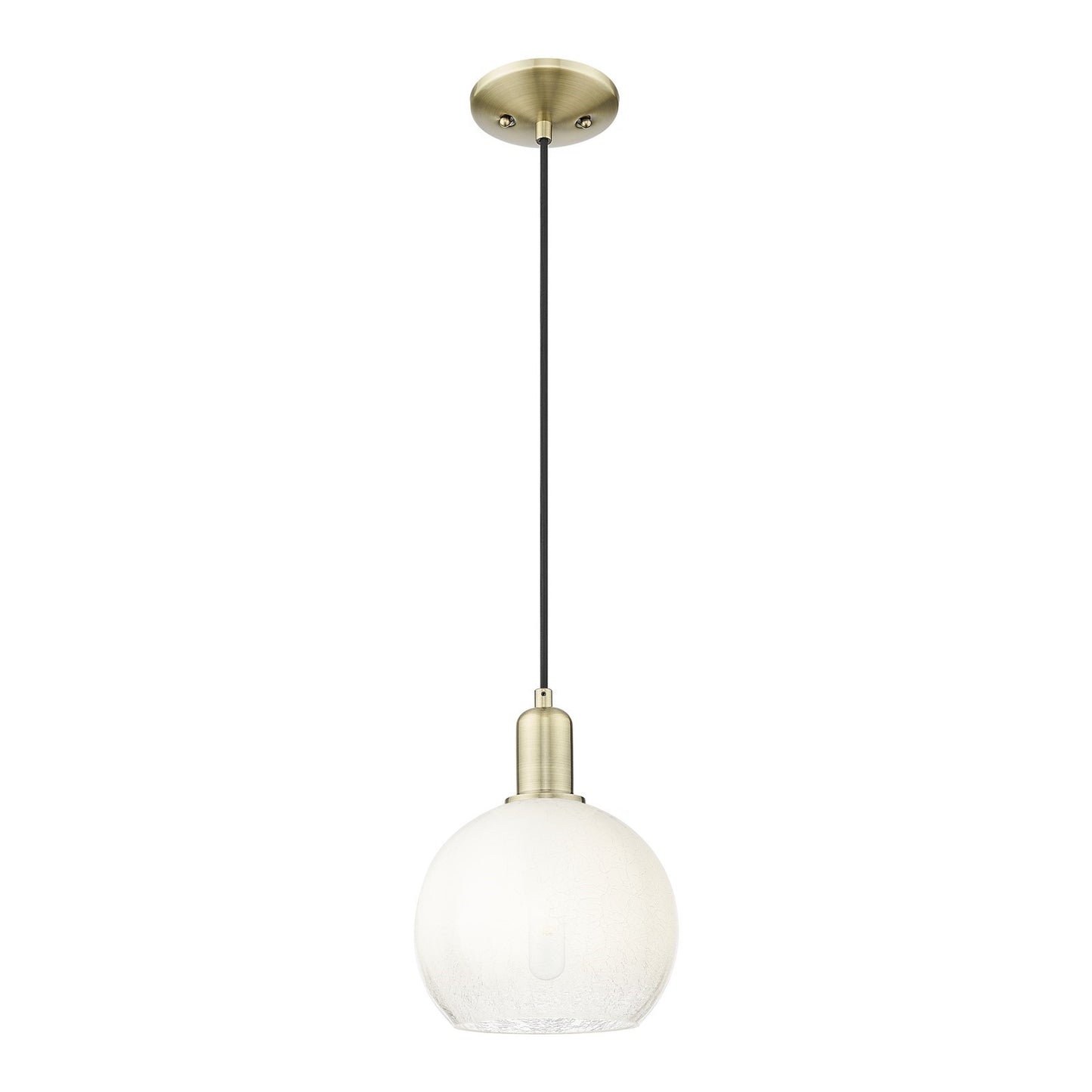 Innovations Brookhaven Globe 8in 1-Light Mini Pendant | Industrial Antique Brass Steel and Opal Glass | Kitchen Island | 8 x 8 | Model 716-1P-AB-G483-8OP