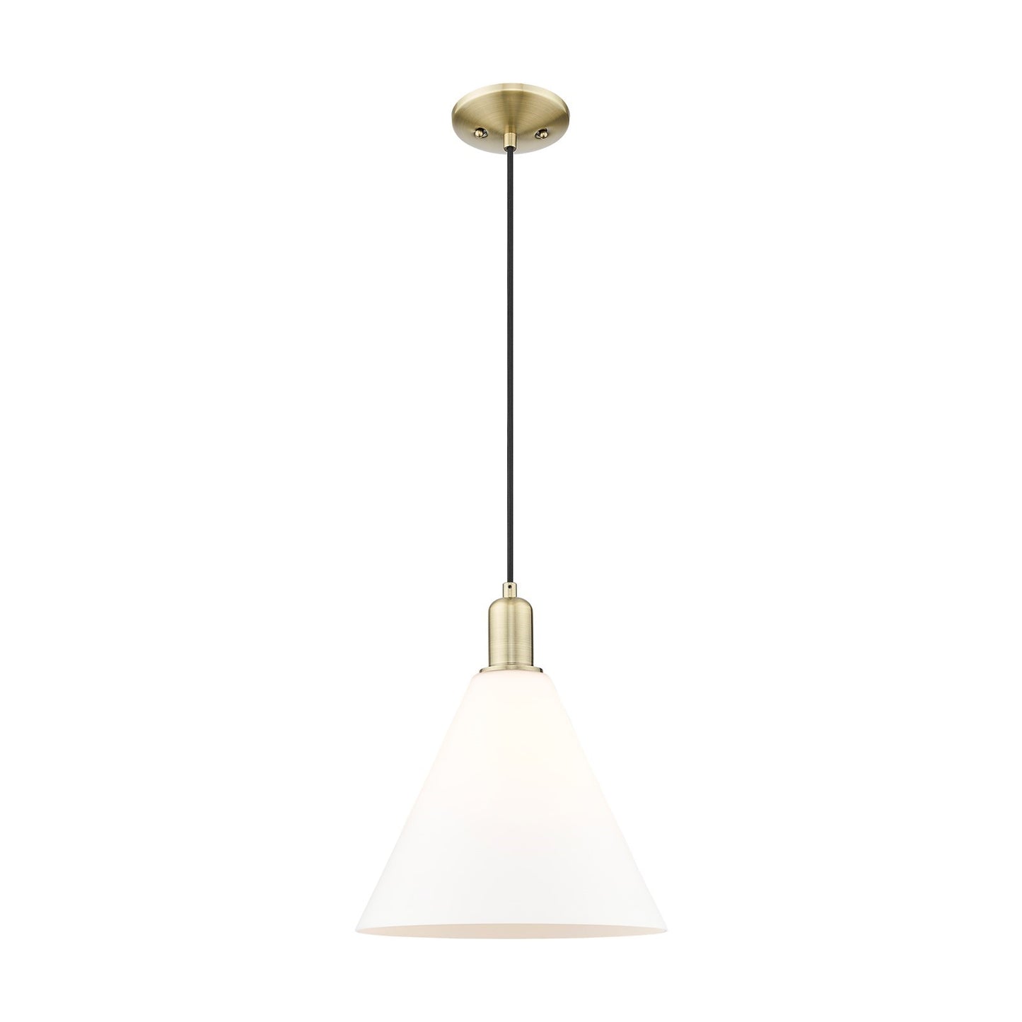 Innovations Berkshire Glass 12in 1-Light Mini Pendant | Industrial Antique Brass Steel and Matte White Glass | Kitchen Island & | Model 716-1P-AB-GBC-121