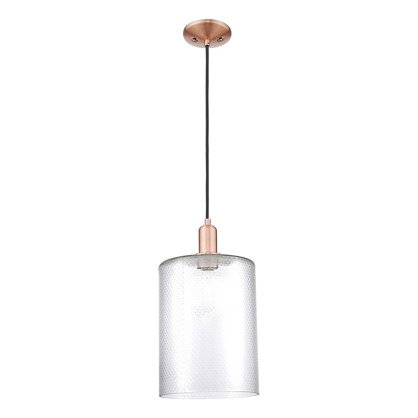 Innovations Cobbleskill 9in 1-Light Mini Pendant | Industrial Antique Copper Steel and Clear Glass | Kitchen Island & Dining Room | Model 716-1P-AC-G112-L