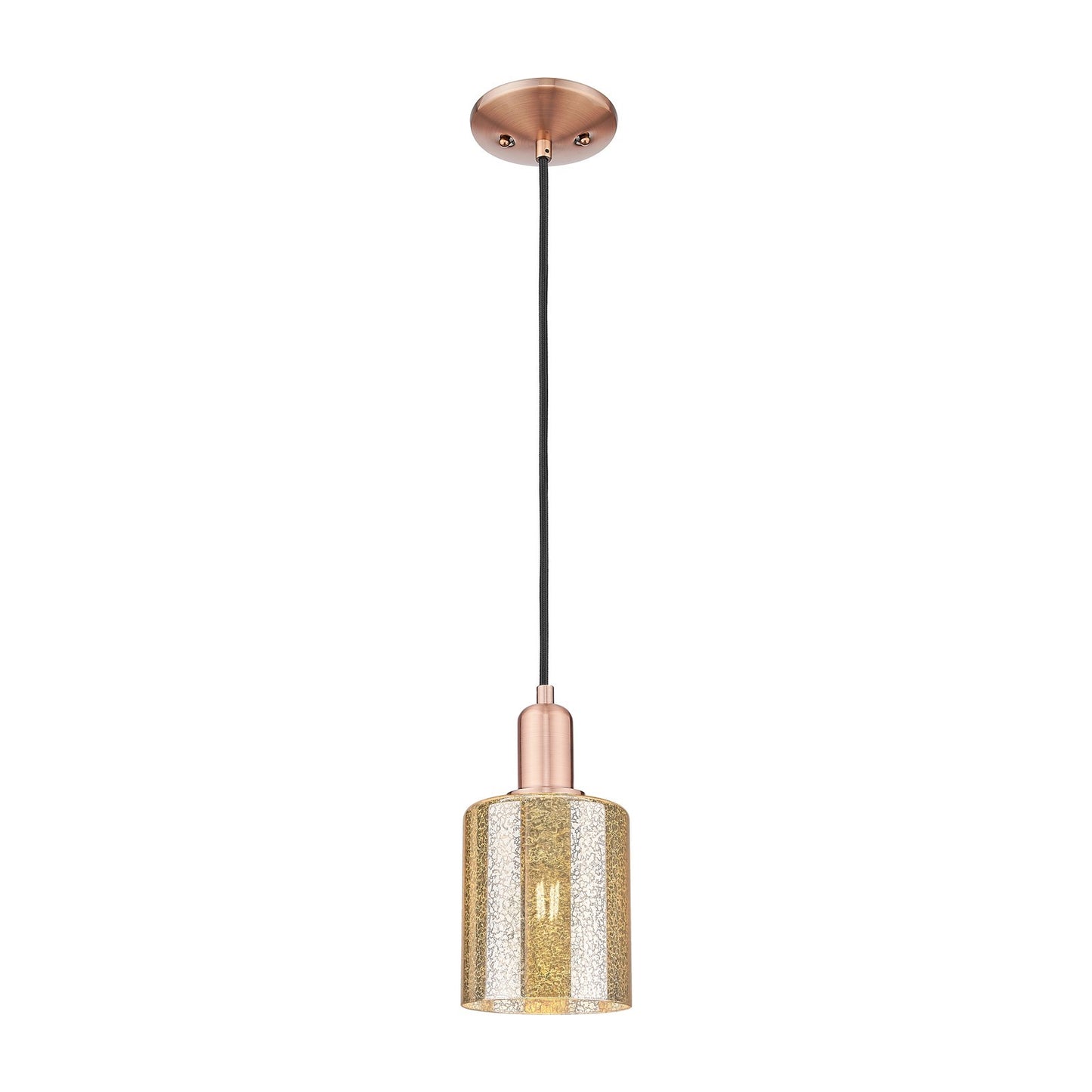 Innovations Cobbleskill 5in 1-Light Mini Pendant | Industrial Antique Copper and Mercury Glass | Kitchen Island & Dining Room | 5 x | Model 716-1P-AC-G116