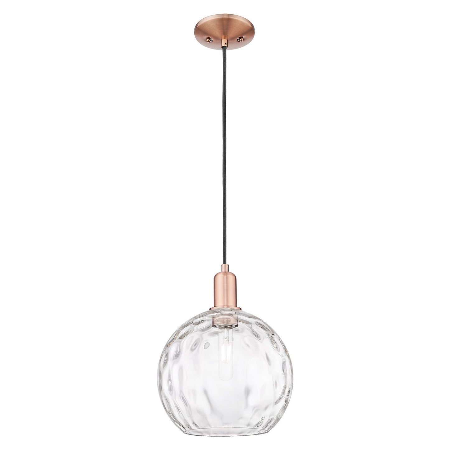 Innovations Athens Water Glass 10in 1-Light Mini Pendant | Industrial Antique Copper and Clear Glass | Kitchen Island & Dining | Model 716-1P-AC-G1215-10