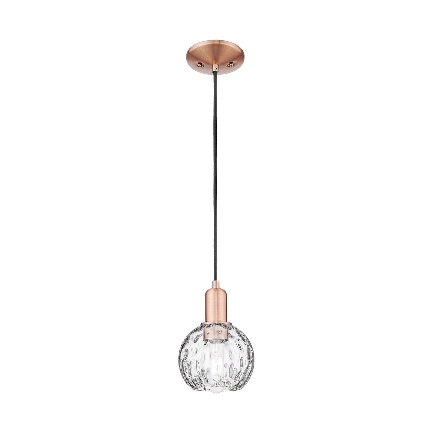 Innovations Athens Water Glass 6in 1-Light Mini Pendant | Industrial Antique Copper Steel and Clear Water Glass | Kitchen Island | Model 716-1P-AC-G1215-6