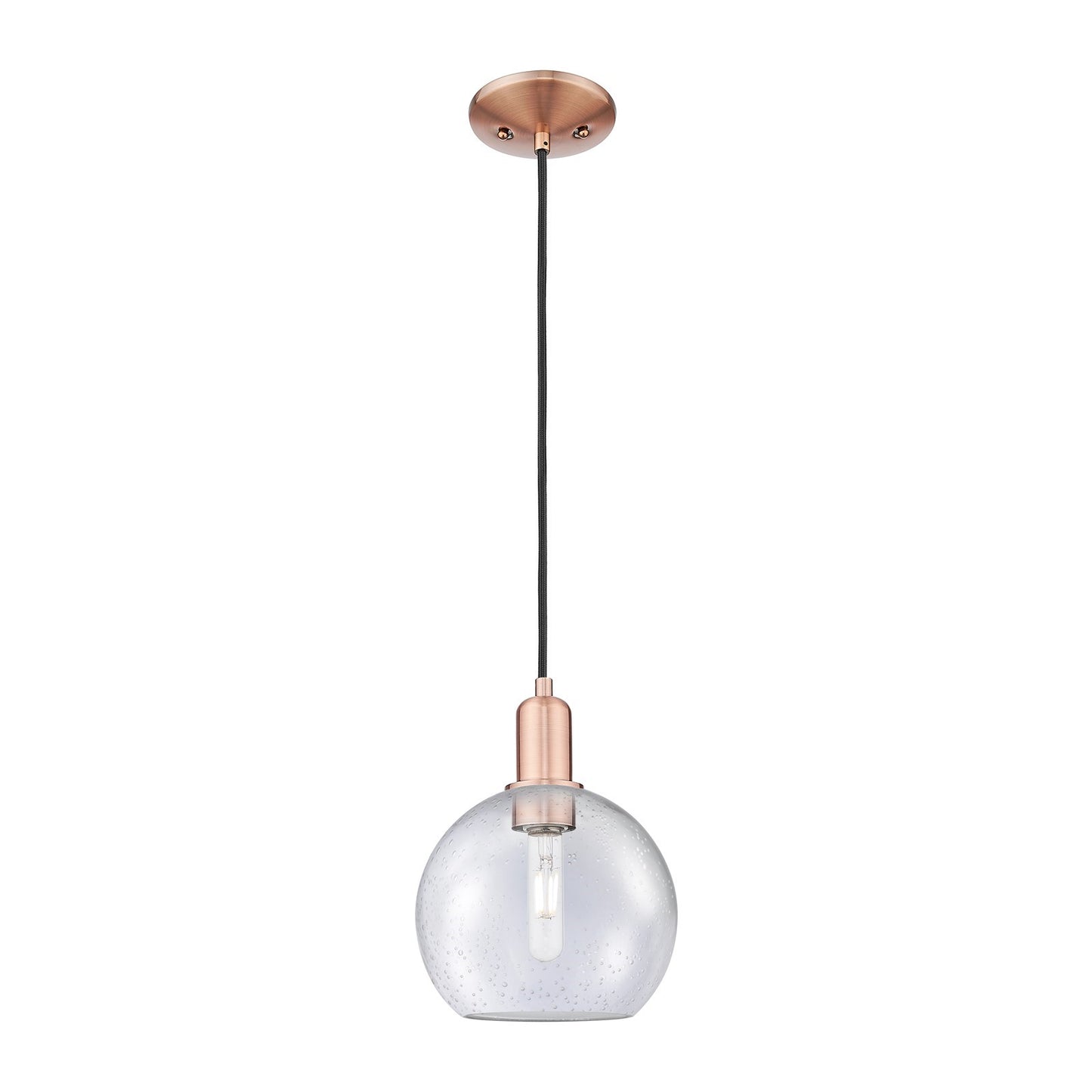 Innovations Athens 8in 1-Light Mini Pendant | Industrial Antique Copper and Seedy Glass | Kitchen Island & Dining Room | 8 x 8 x | Model 716-1P-AC-G124-8