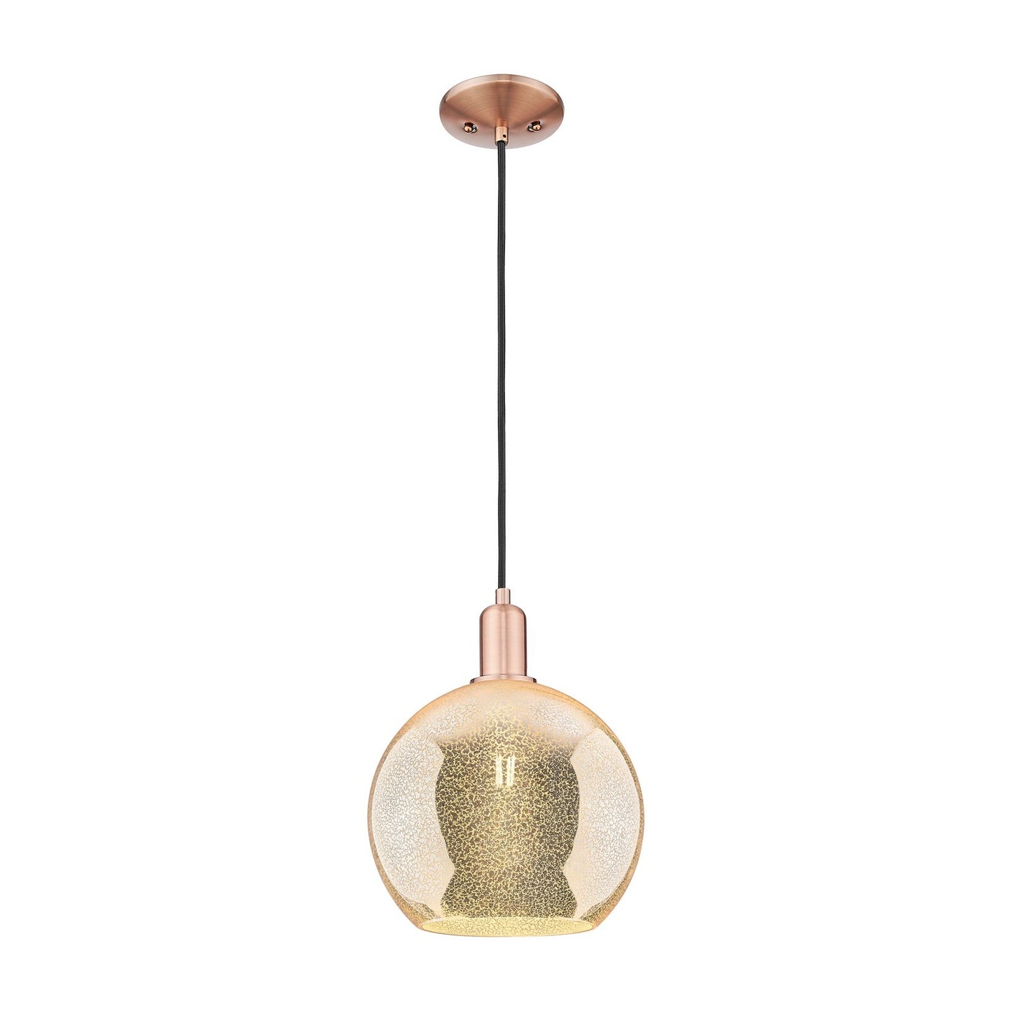 Innovations Athens 10in 1-Light Mini Pendant | Industrial Antique Copper Steel and Mercury Glass | Kitchen Island & Dining Room | Model 716-1P-AC-G128-10