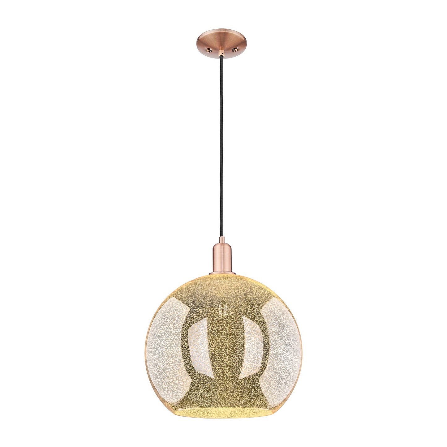 Innovations Athens 14in 1-Light Mini Pendant | Industrial Antique Copper and Mercury Glass | Kitchen Island & Dining Room | Model 716-1P-AC-G128-14