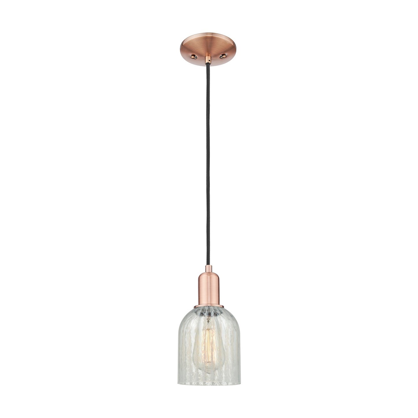 Innovations Caledonia 5in 1-Light Mini Pendant | Industrial Antique Copper and Mouchette Glass | Kitchen Island & Dining Room | 5 | Model 716-1P-AC-G2511