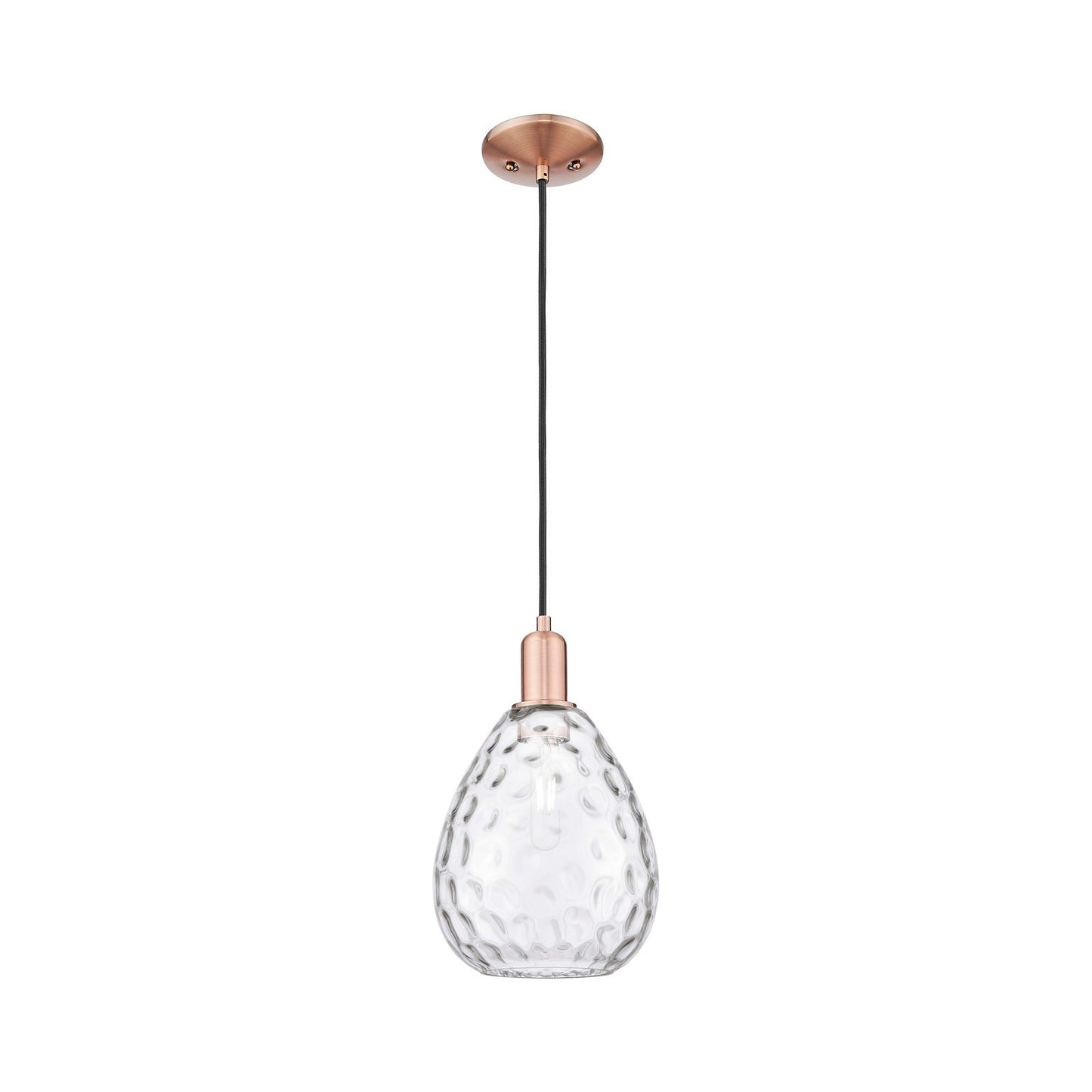 Innovations Waverly 8in 1-Light Mini Pendant | Industrial Antique Copper Steel and Clear Glass | Kitchen Island & Dining Room | 8 x | Model 716-1P-AC-G372