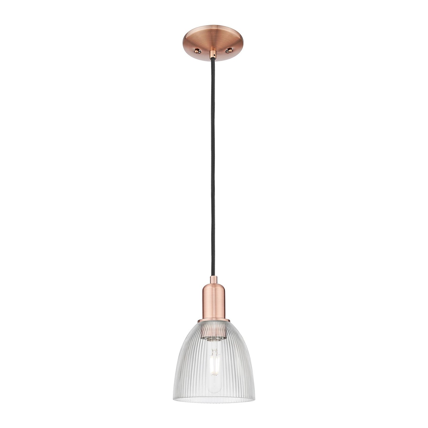 Innovations Castile 6in 1-Light Mini Pendant | Industrial Antique Copper Steel and Clear Glass | Kitchen Island & Dining Room | 6 x | Model 716-1P-AC-G382