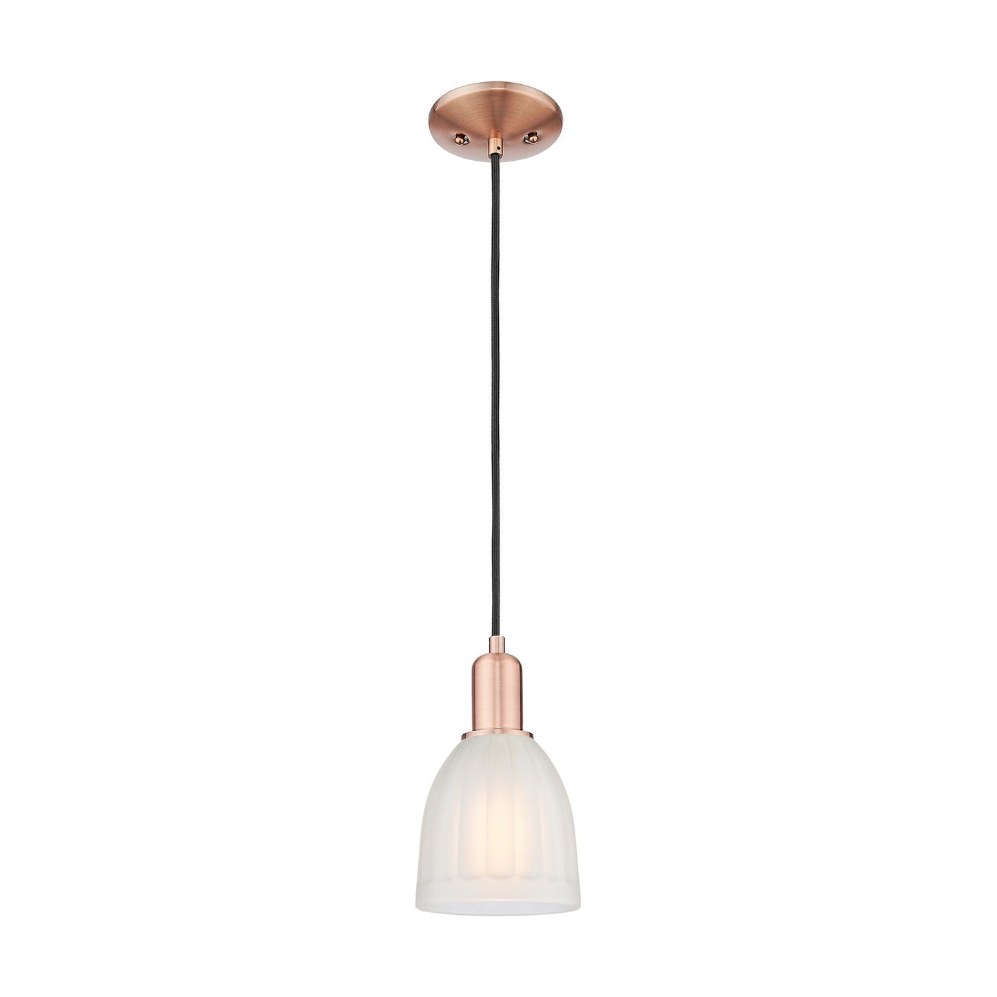 Innovations Brookfield 6in 1-Light Mini Pendant | Industrial Antique Copper and White Frosted Glass | Kitchen Island | 5.75 x 5.75 | Model 716-1P-AC-G441