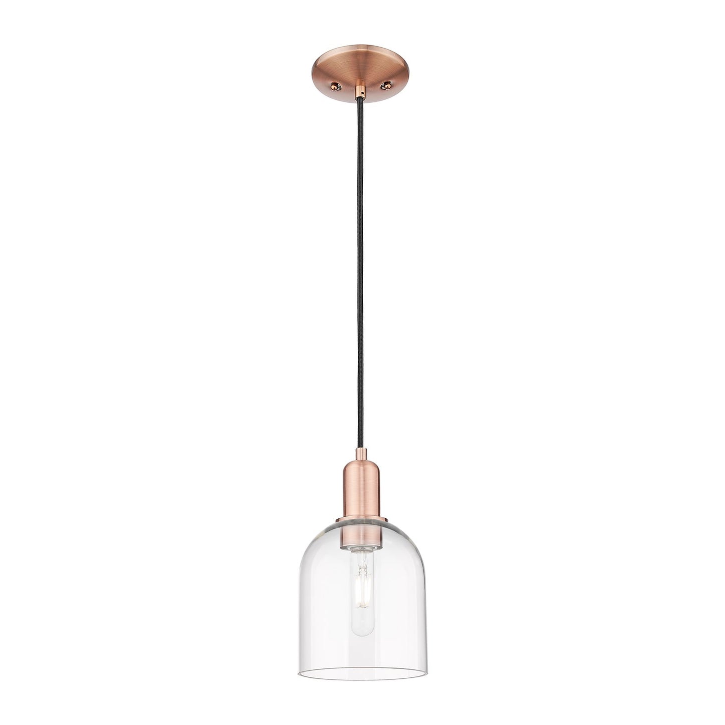 Innovations Bella 6in 1-Light Mini Pendant | Industrial Antique Copper Steel and Clear Glass | Kitchen Island & Dining Room | Model 716-1P-AC-G558-6CL