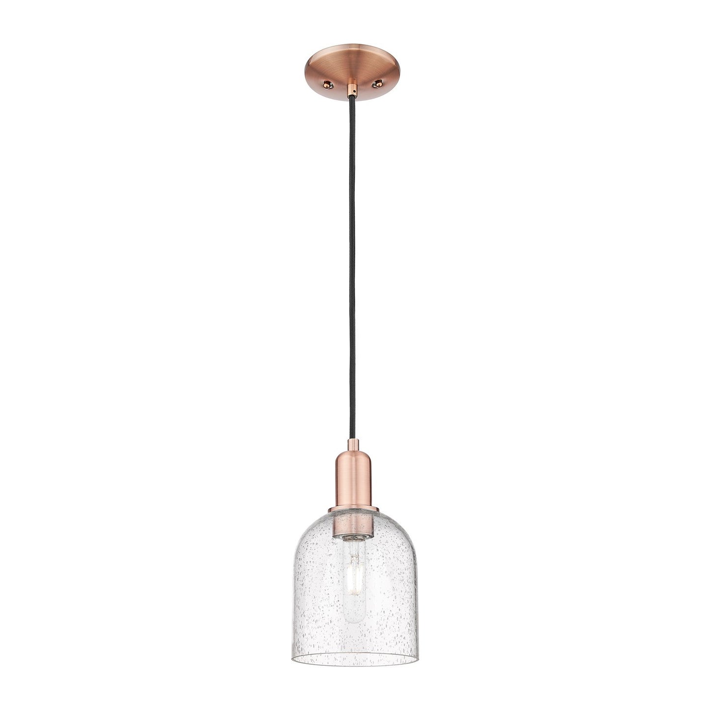 Innovations Bella 6in 1-Light Mini Pendant | Industrial Antique Copper and Seedy Glass | Kitchen Island | 5.5 x 10.32 in | Model 716-1P-AC-G558-6SDY