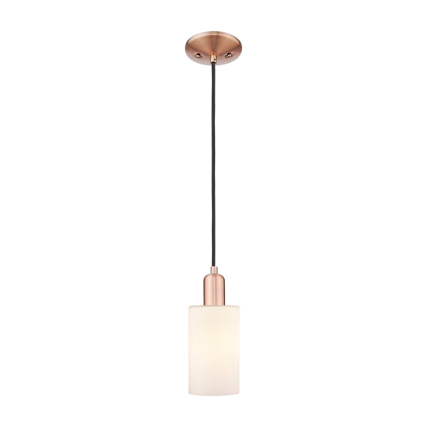 Innovations Clymer 4in 1-Light Mini Pendant | Industrial Antique Copper Steel and Matte White Glass | Kitchen Island & Dining Room | Model 716-1P-AC-G801
