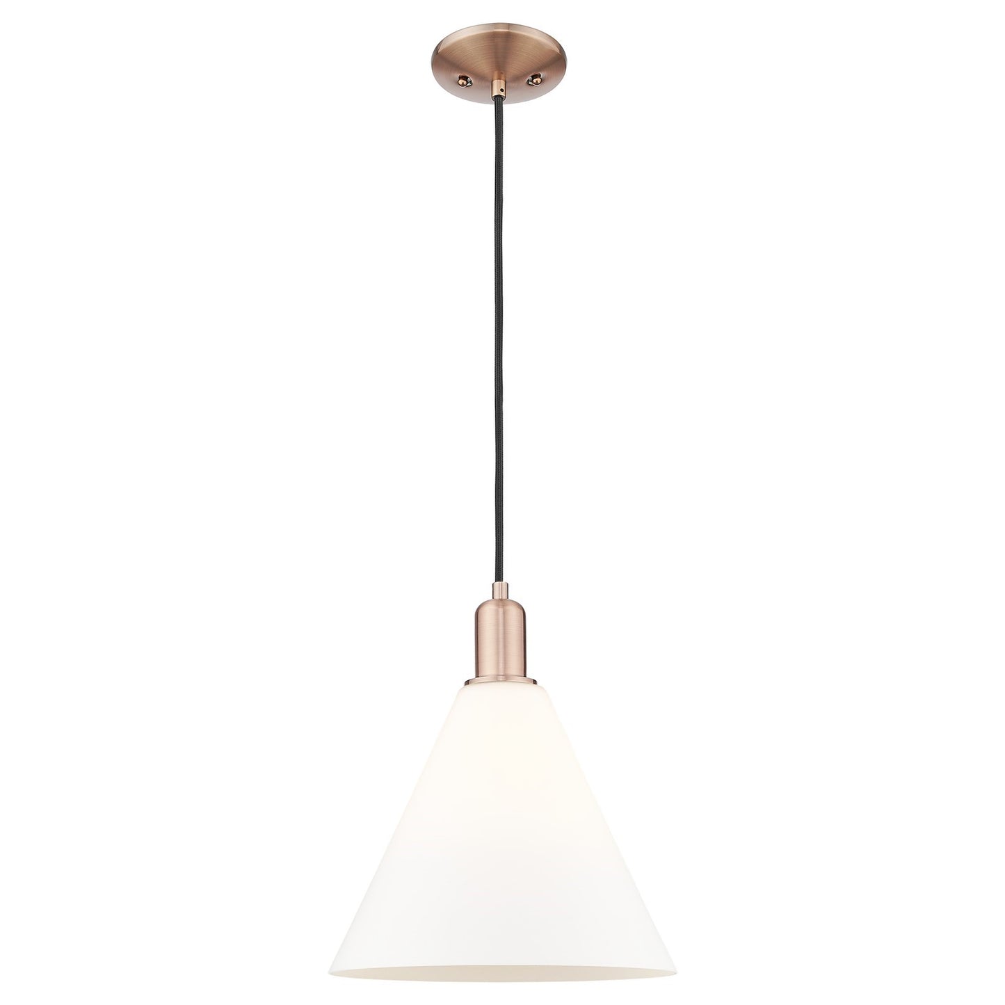 Innovations Berkshire Glass 12in 1-Light Mini Pendant | Industrial Antique Copper and Matte White Glass | Kitchen Island & | Model 716-1P-AC-GBC-121