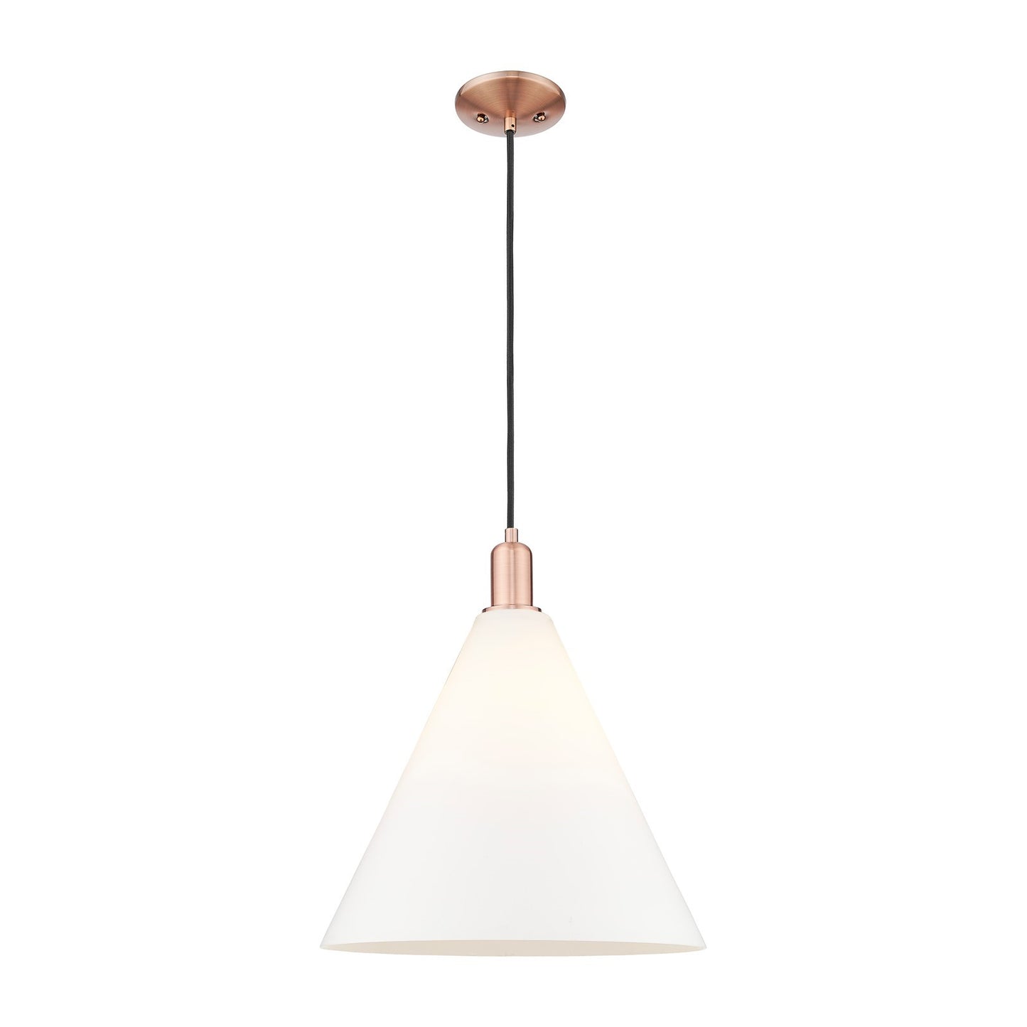 Innovations Berkshire Glass 16in 1-Light Mini Pendant | Industrial Antique Copper Steel and Matte White Glass | Kitchen Island & | Model 716-1P-AC-GBC-161