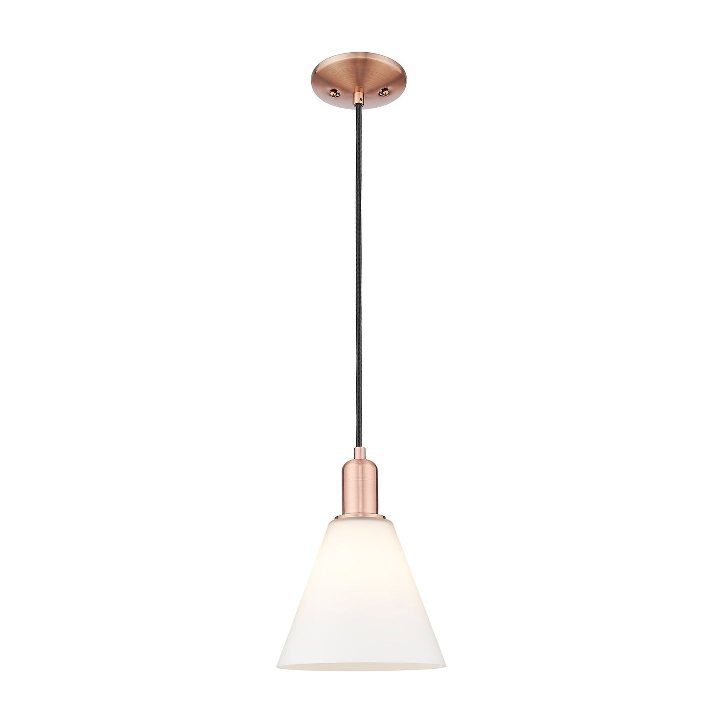 Innovations Berkshire Glass 8in 1-Light Mini Pendant | Industrial Antique Copper Steel and Matte White Glass | Kitchen Island & | Model 716-1P-AC-GBC-81