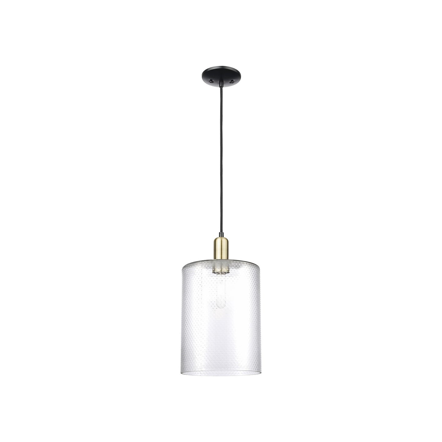 Innovations Cobbleskill 9in 1-Light Mini Pendant | Industrial Black Antique Brass Steel and Clear Glass | Kitchen Island & | Model 716-1P-BAB-G112-L