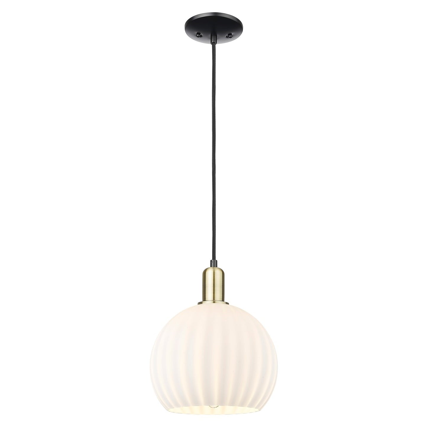 Innovations Lighting Arcadia 10in 1-Light Mini Pendant | Industrial Black Antique Brass and White Venetian Glass | Kitchen | Model 716-1P-BAB-G1217-10WV