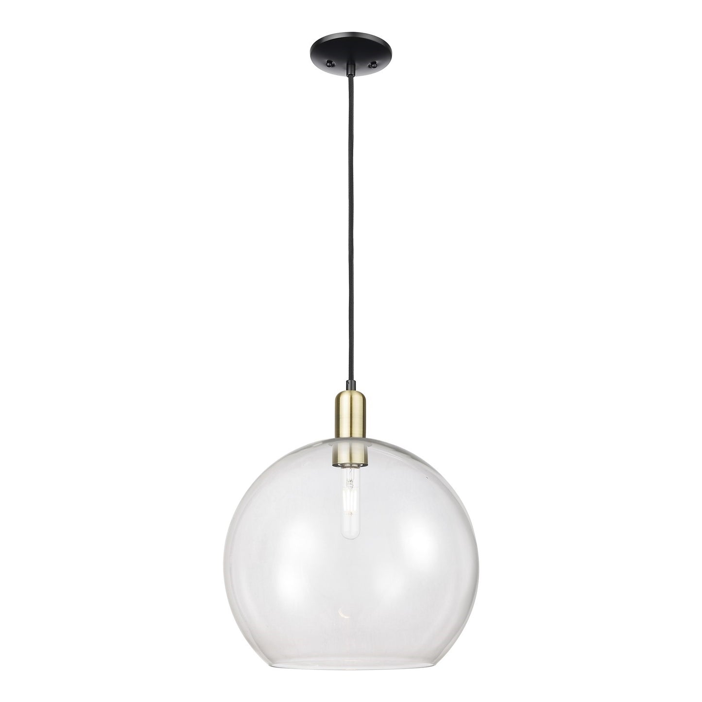 Innovations Athens 14in 1-Light Mini Pendant | Industrial Black Antique Brass Steel and Clear Glass | Kitchen Island & Dining | Model 716-1P-BAB-G122-14