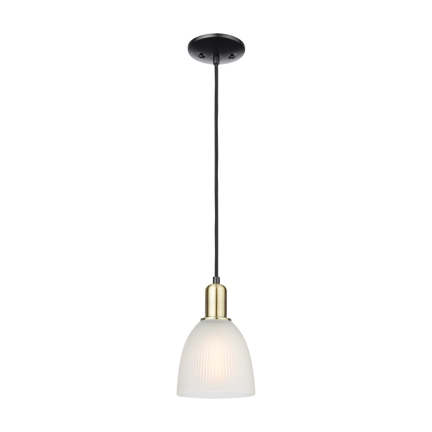 Innovations Castile 6in 1-Light Mini Pendant | Industrial Black Antique Brass and White Glass | Kitchen Island & Dining Room | 6 x | Model 716-1P-BAB-G381