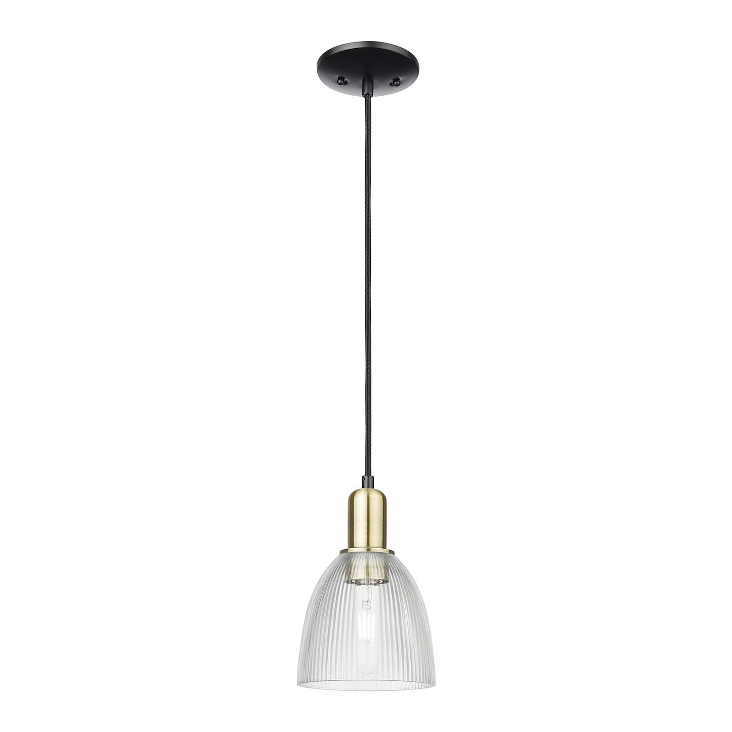 Innovations Castile 6in 1-Light Mini Pendant | Industrial Black Antique Brass and Clear Glass | Kitchen Island & Dining Room | 6 x | Model 716-1P-BAB-G382