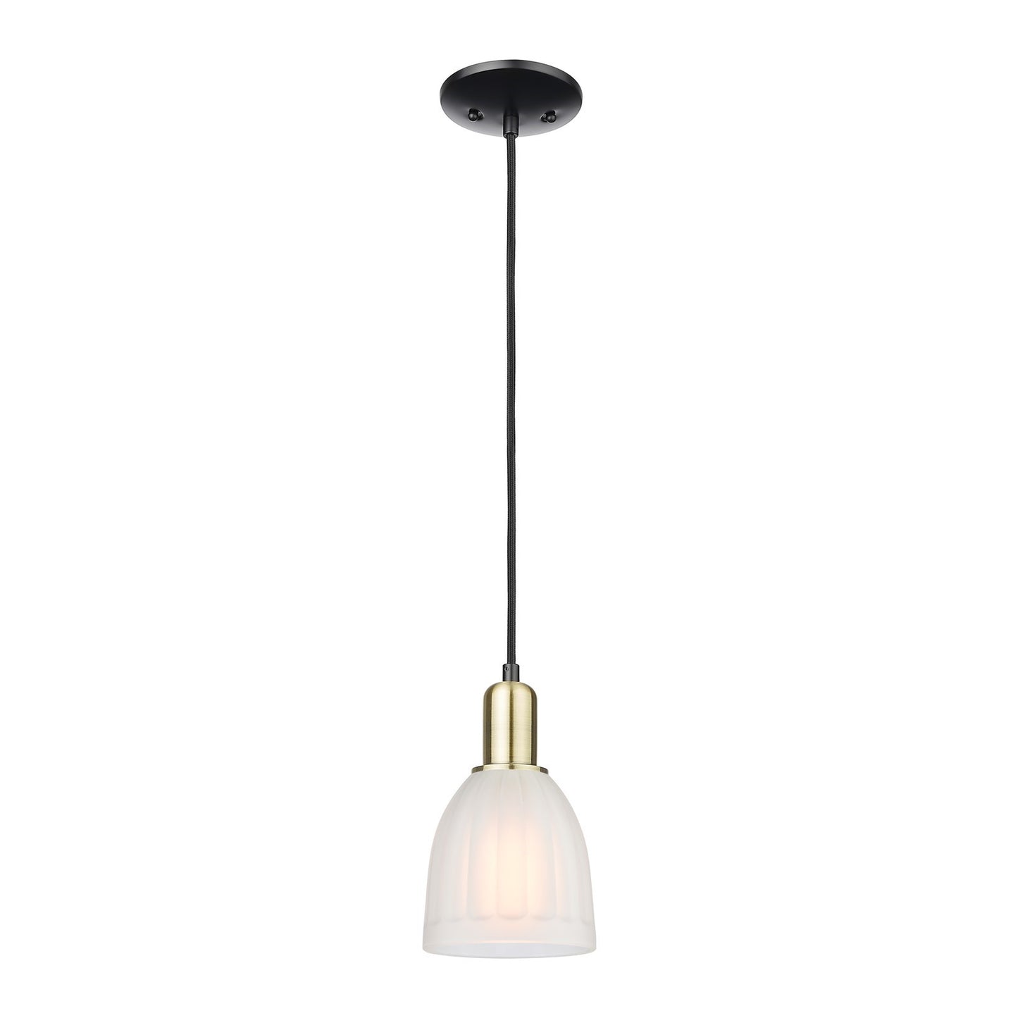 Innovations Brookfield 6in 1-Light Mini Pendant | Industrial Black Antique Brass and White Frosted Ribbed Glass | Kitchen Island & | Model 716-1P-BAB-G441