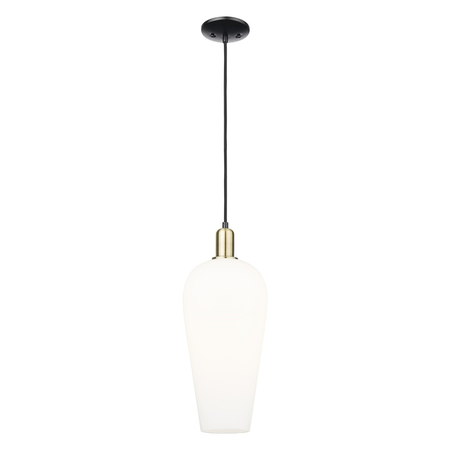 Innovations Chelsea 8in 1-Light Mini Pendant | Industrial Black Antique Brass and White Glass | Kitchen Island & Dining Room | Model 716-1P-BAB-G456-8WH