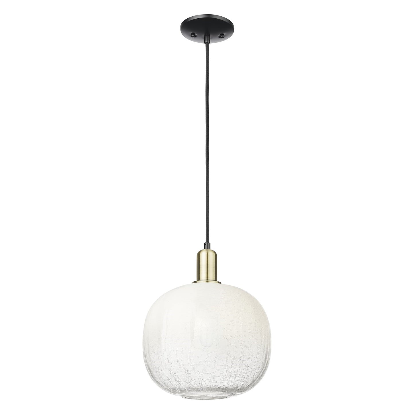 Innovations Brookhaven Sphere 10.5in 1-Light Mini Pendant | Industrial Black Antique Brass and Opal Glass | Kitchen Island & | Model 716-1P-BAB-G481-10OP