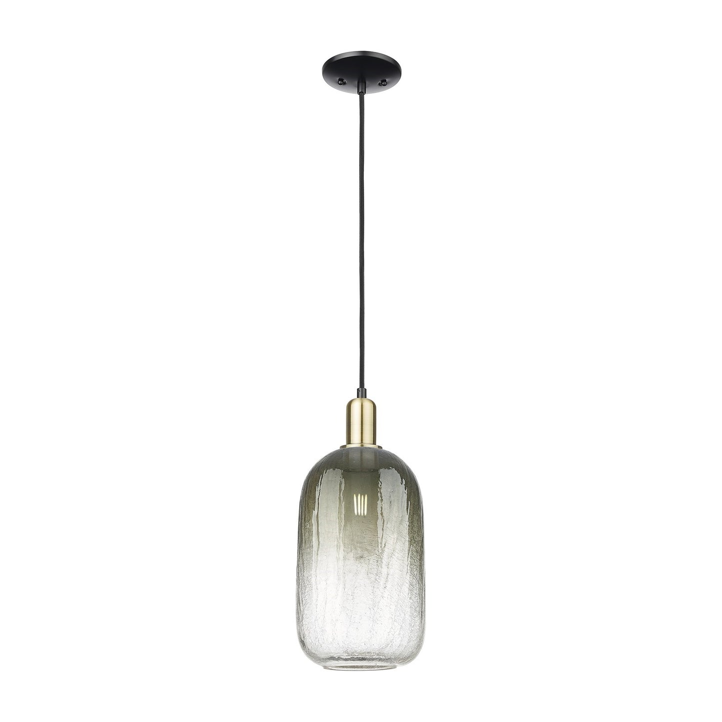 Innovations Brookhaven Cloche 7in 1-Light Mini Pendant | Industrial Black Antique Brass and Slate Glass | Kitchen Island & | Model 716-1P-BAB-G482-7SL