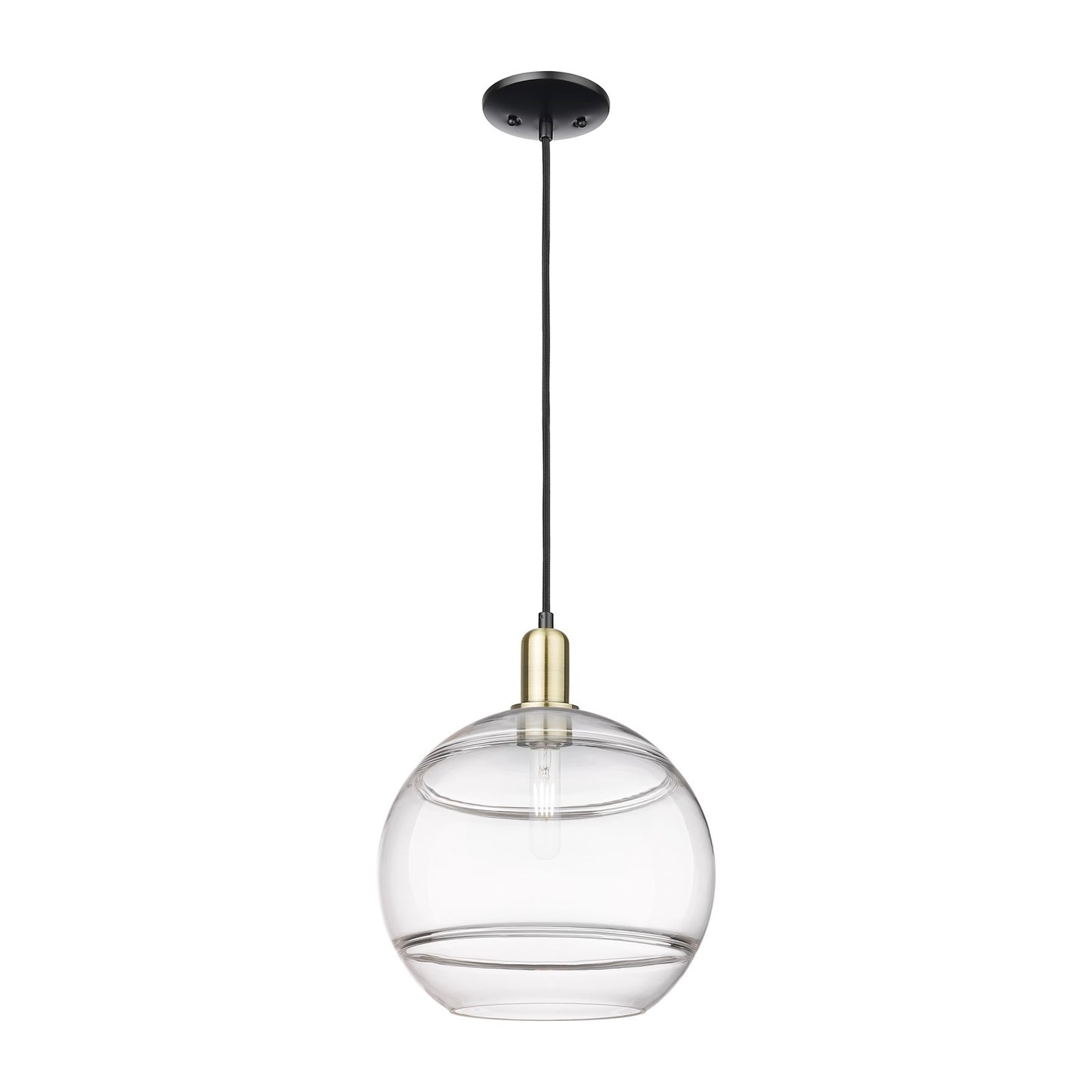 Innovations Rochester 12in 1-Light Mini Pendant | Industrial Black Antique Brass and Clear Glass | Kitchen Island & Dining | Model 716-1P-BAB-G556-12CL