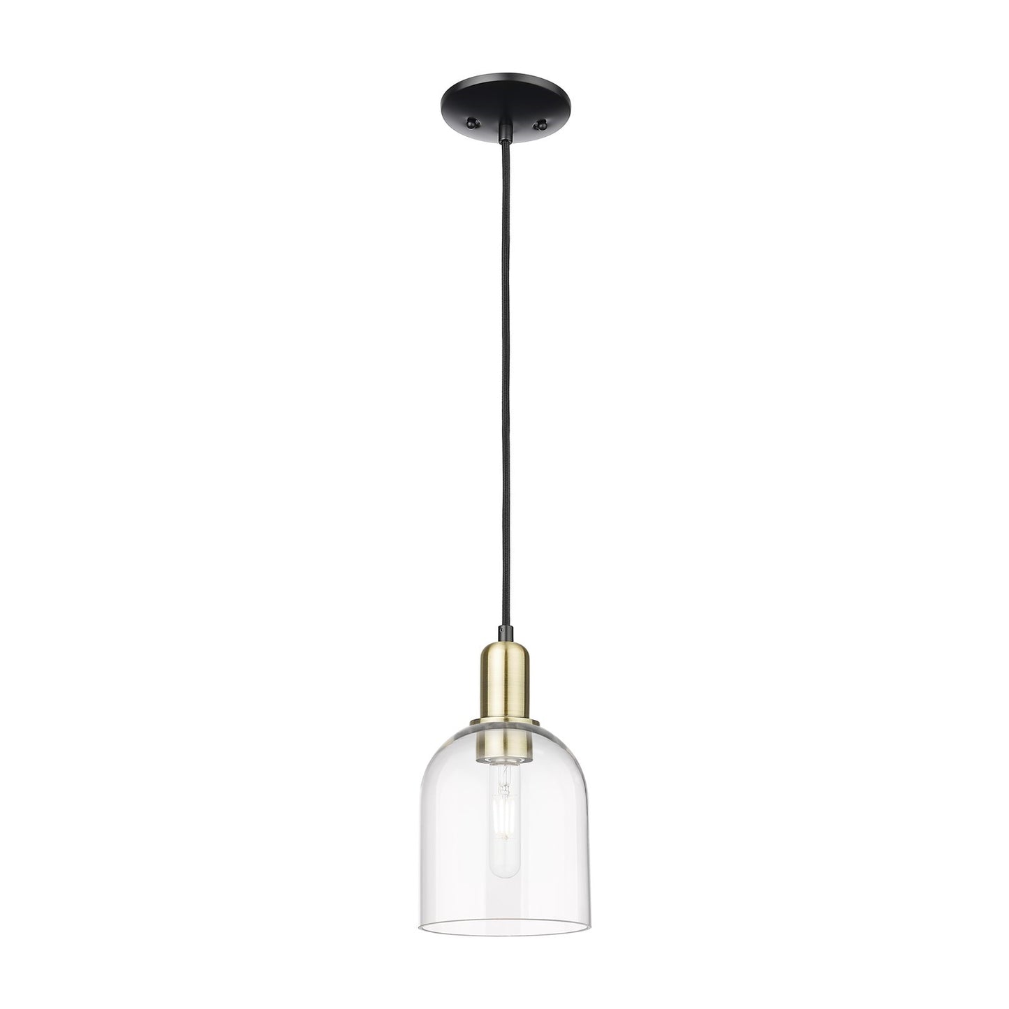 Innovations Bella 6in 1-Light Mini Pendant | Industrial Black Antique Brass and Clear Glass | Kitchen Island & Dining Room | Model 716-1P-BAB-G558-6CL