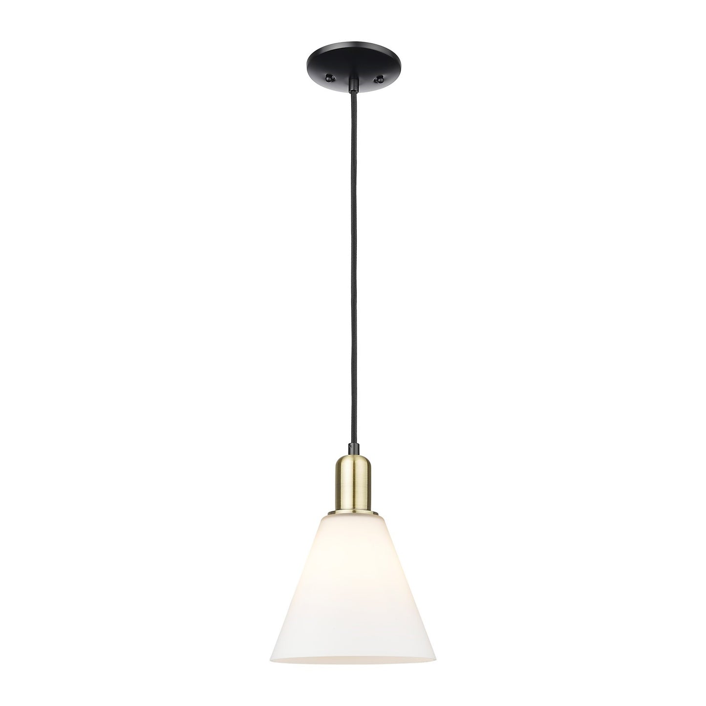 Innovations Berkshire Glass 8in 1-Light Mini Pendant | Industrial Black Antique Brass and Matte White Glass | Kitchen Island & | Model 716-1P-BAB-GBC-81