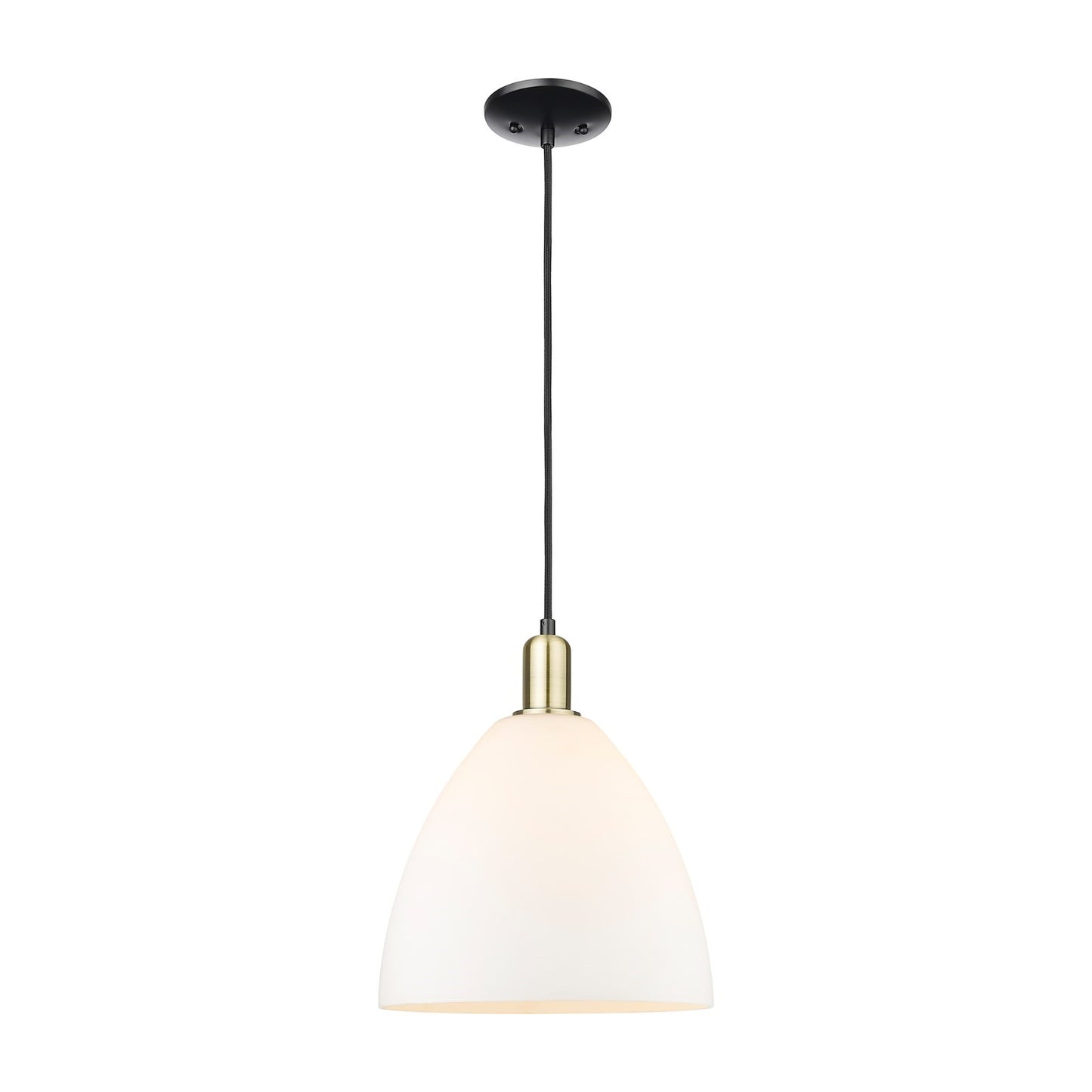 Innovations Bristol 12in 1-Light Mini Pendant | Industrial Black Antique Brass and Matte White Glass | Kitchen Island & Dining | Model 716-1P-BAB-GBD-121
