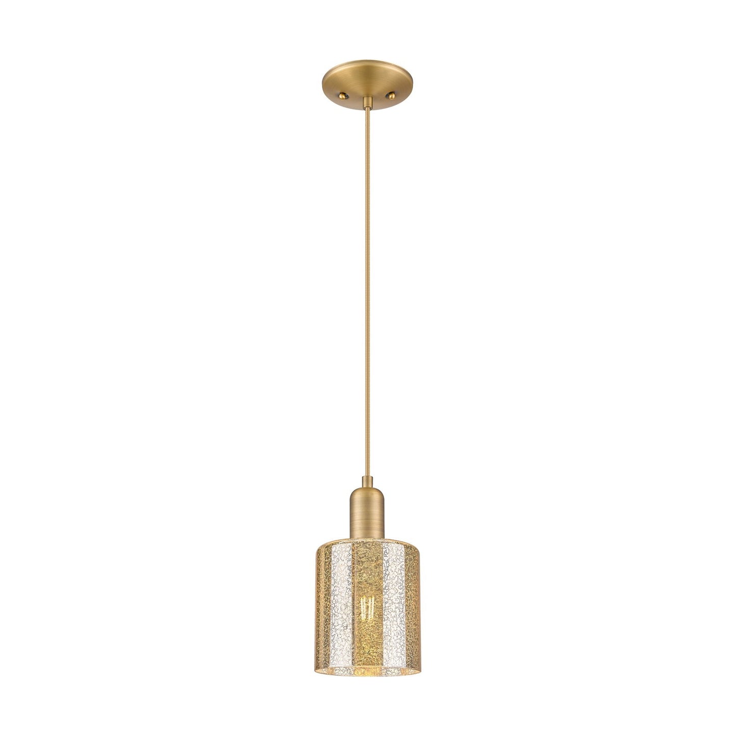 Innovations Cobbleskill 5in 1-Light Mini Pendant | Industrial Brushed Brass Steel and Mercury Glass | Kitchen Island & Dining Room | Model 716-1P-BB-G116