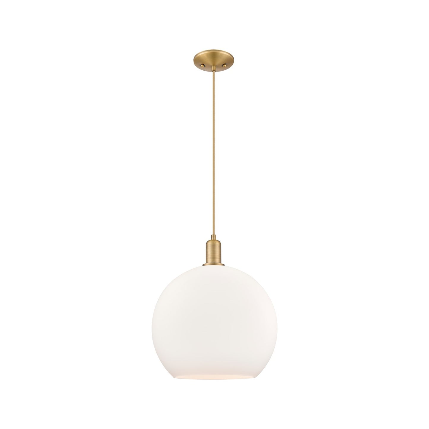 Innovations Athens 14in 1-Light Mini Pendant | Industrial Brushed Brass Steel and Matte White Glass | Kitchen Island & Dining | Model 716-1P-BB-G121-14