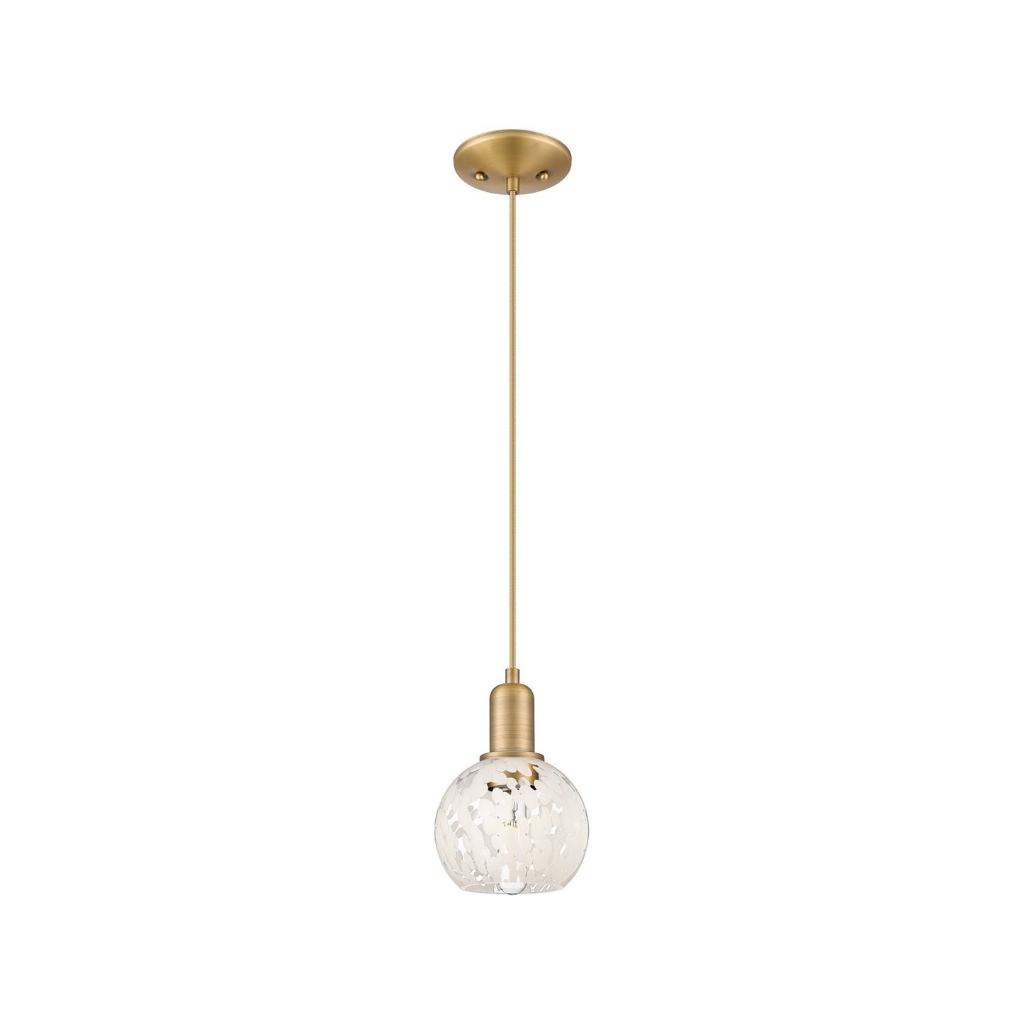 Innovations White Mouchette 6in 1-Light Mini Pendant | Industrial Brushed Brass and White Glass | Kitchen Island & Dining Room | Model 716-1P-BB-G1216-6WM