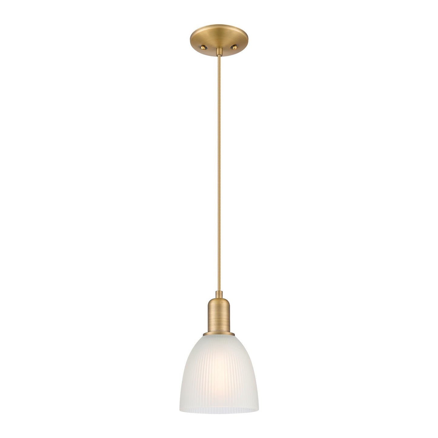 Innovations Castile 6in 1-Light Mini Pendant | Industrial Brushed Brass Steel and White Glass | Kitchen Island & Dining Room | 6 x | Model 716-1P-BB-G381
