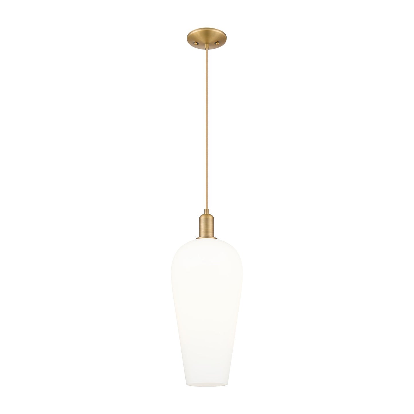 Innovations Chelsea 8in 1-Light Mini Pendant | Industrial Brushed Brass and White Chelsea Glass | Kitchen Island & Dining Room | Model 716-1P-BB-G456-8WH