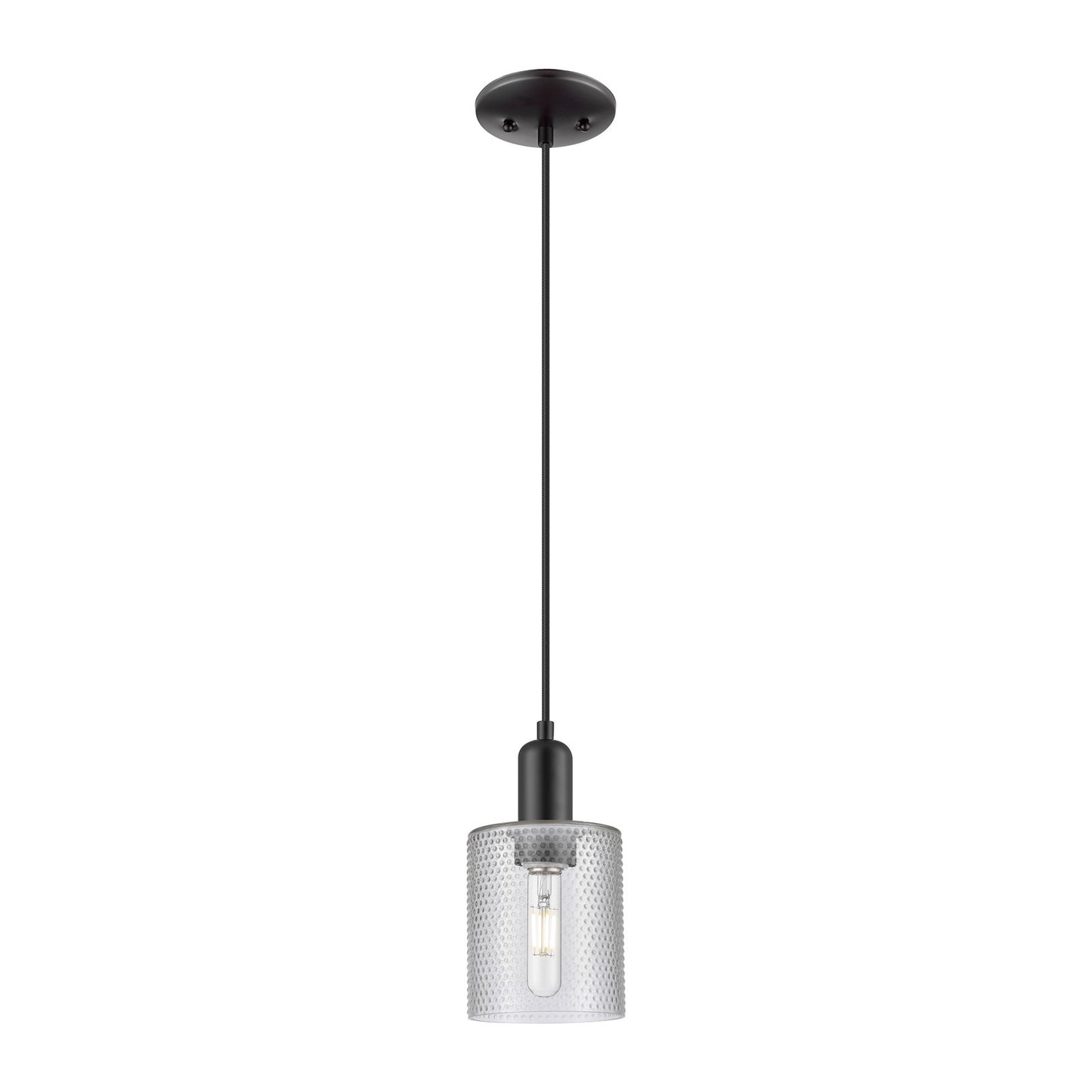 Innovations Cobbleskill 5in 1-Light Mini Pendant | Industrial Matte Black Steel and Clear Glass | Kitchen Island & Dining Room | Model 716-1P-BK-G112