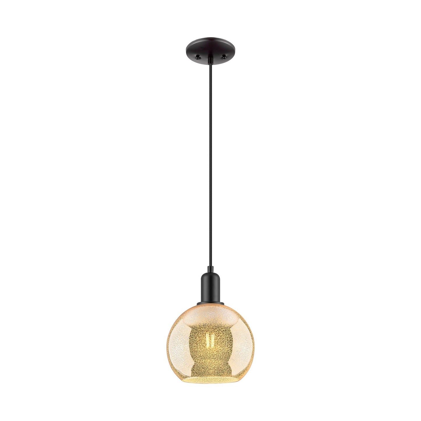 Innovations Athens 8in 1-Light Mini Pendant | Industrial Matte Black Steel and Mercury Glass | Kitchen Island | 8 x 8 x 10.82 in | Model 716-1P-BK-G128-8
