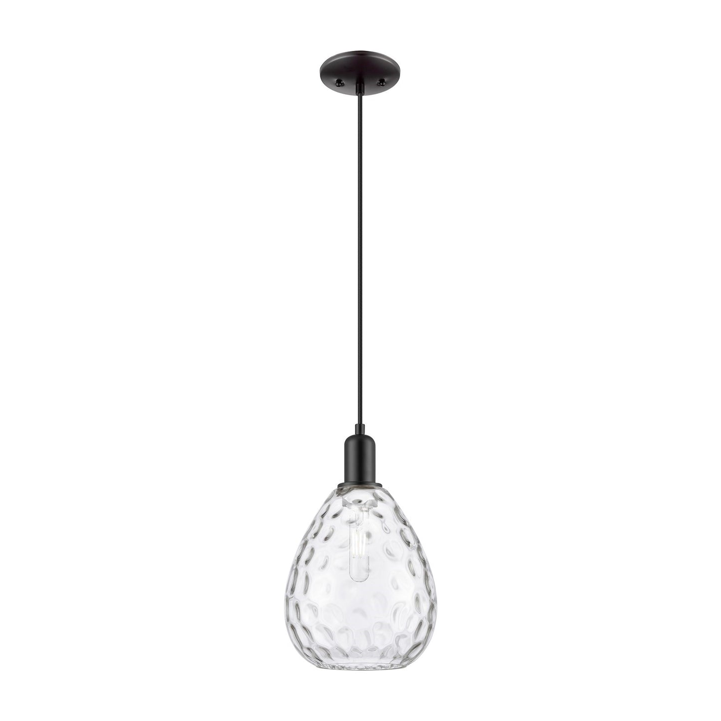 Innovations Waverly 8in 1-Light Mini Pendant | Industrial Matte Black and Clear Glass | Kitchen Island & Dining Room | 15-133 in H | Model 716-1P-BK-G372