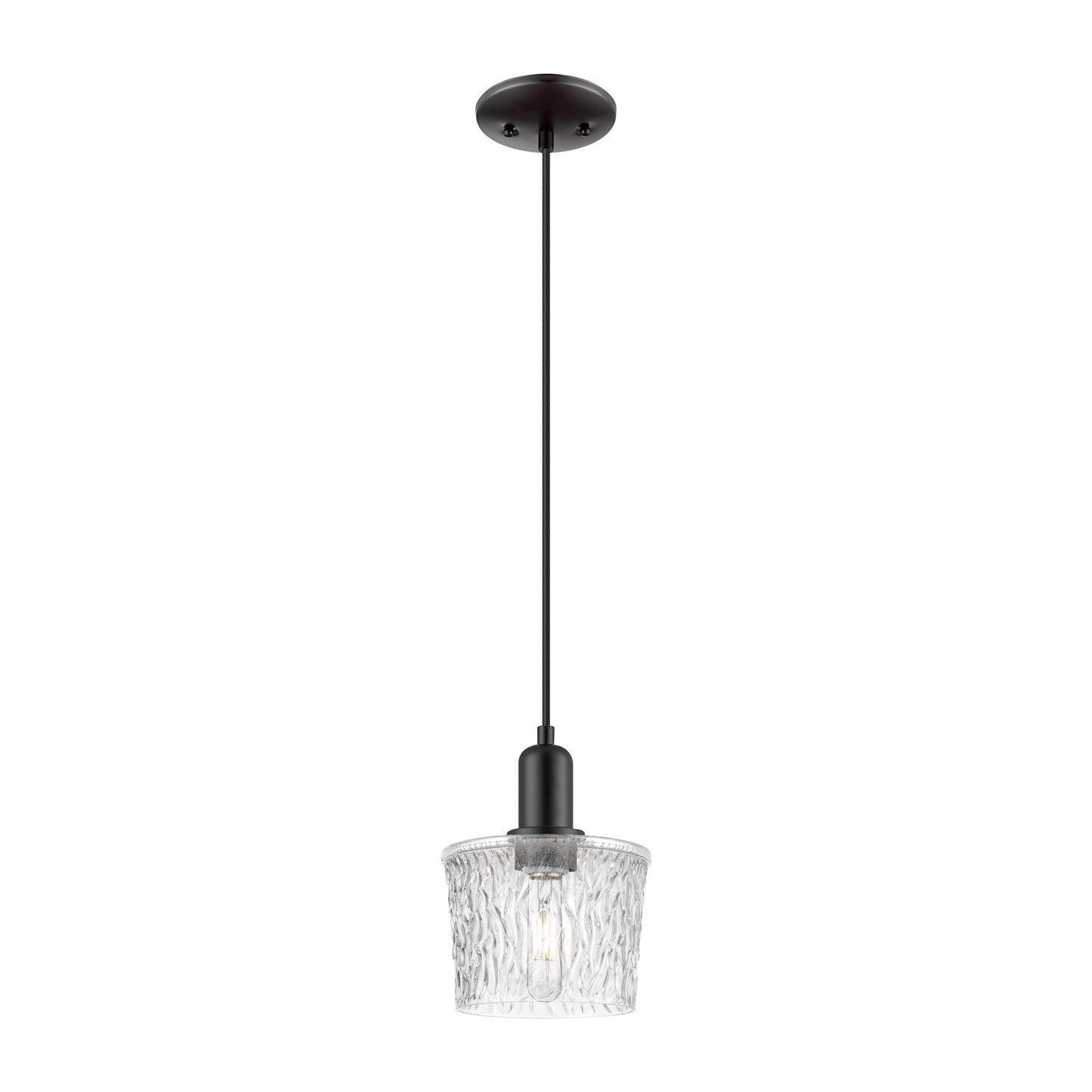Innovations Niagara 6.5in 1-Light Mini Pendant | Industrial Matte Black Steel and Clear Glass | Kitchen Island & Dining Room | 6.5 | Model 716-1P-BK-G402