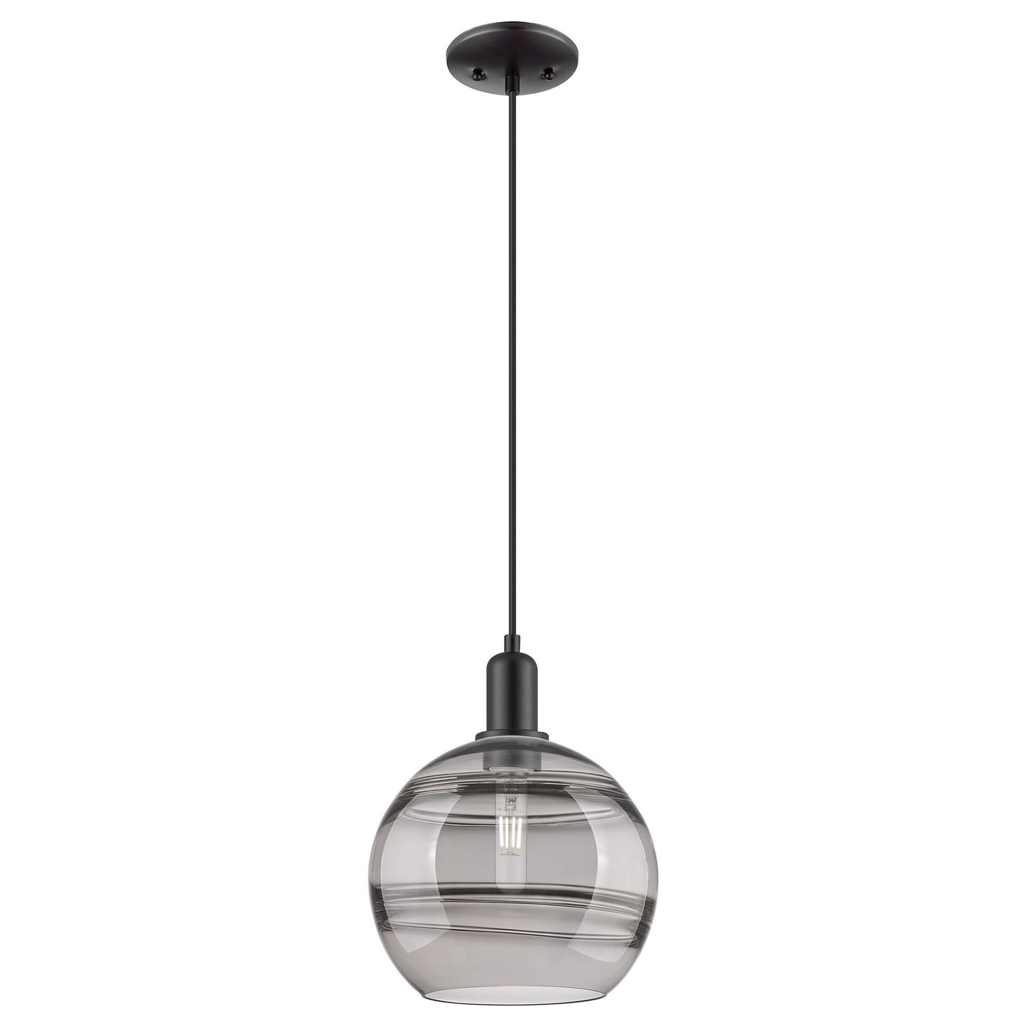 Innovations Rochester 10in 1-Light Mini Pendant | Industrial Matte Black Steel and Light Smoke Glass | Kitchen Island | 10 x | Model 716-1P-BK-G556-10SM