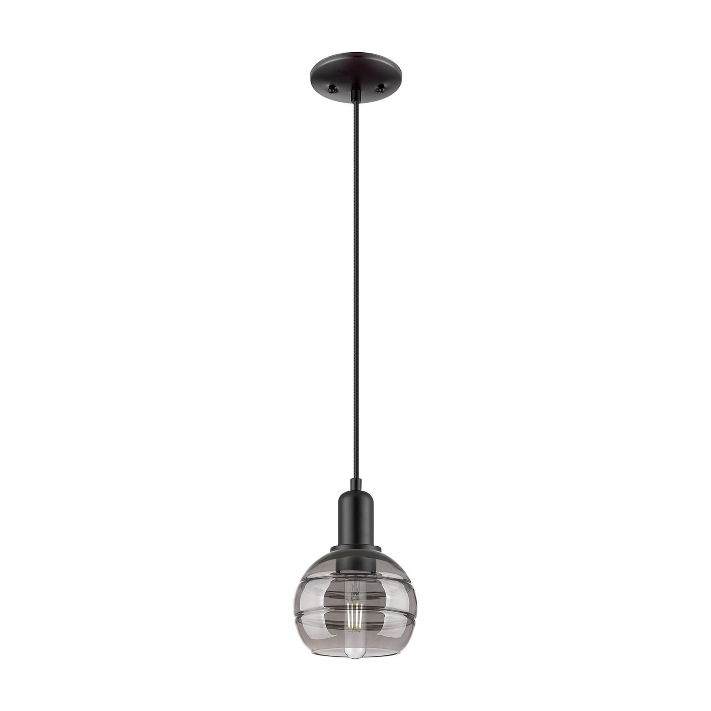 Innovations Rochester 6in 1-Light Mini Pendant | Industrial Matte Black Steel and Light Smoke Glass | Kitchen Island & Dining | Model 716-1P-BK-G556-6SM