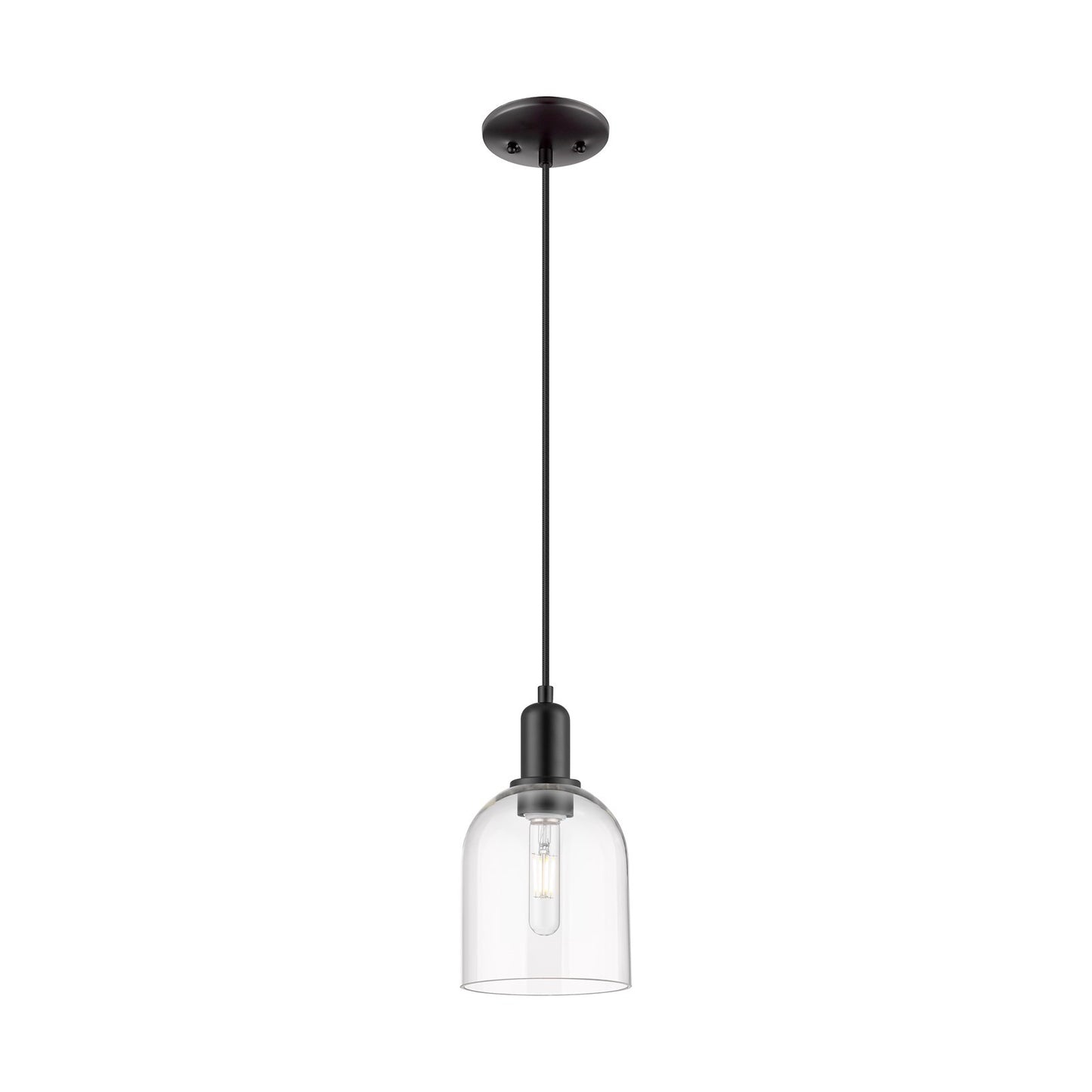 Innovations Bella 6in 1-Light Mini Pendant | Industrial Matte Black Steel and Clear Glass | Kitchen Island & Dining Room | 5.5 | Model 716-1P-BK-G558-6CL