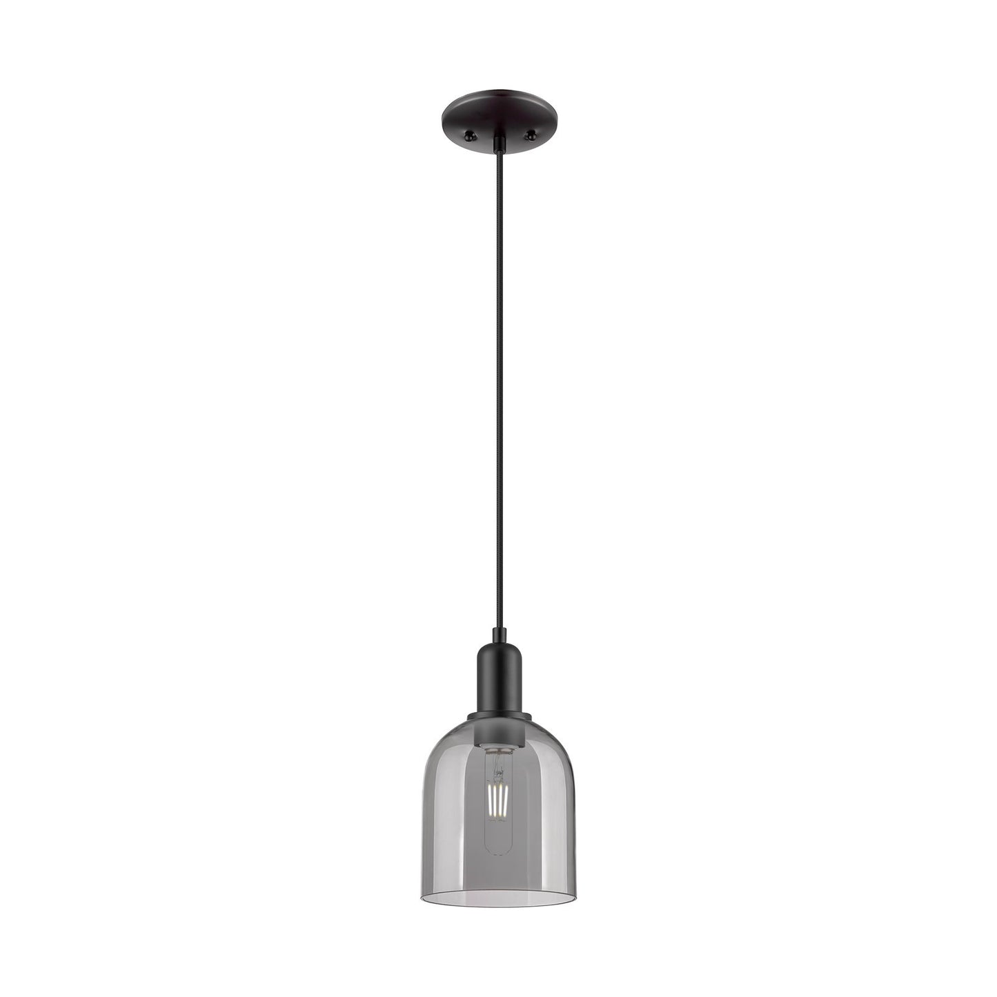 Innovations Bella 6in 1-Light Mini Pendant | Industrial Matte Black Steel and Light Smoke Glass | Kitchen Island & Dining Room | Model 716-1P-BK-G558-6SM