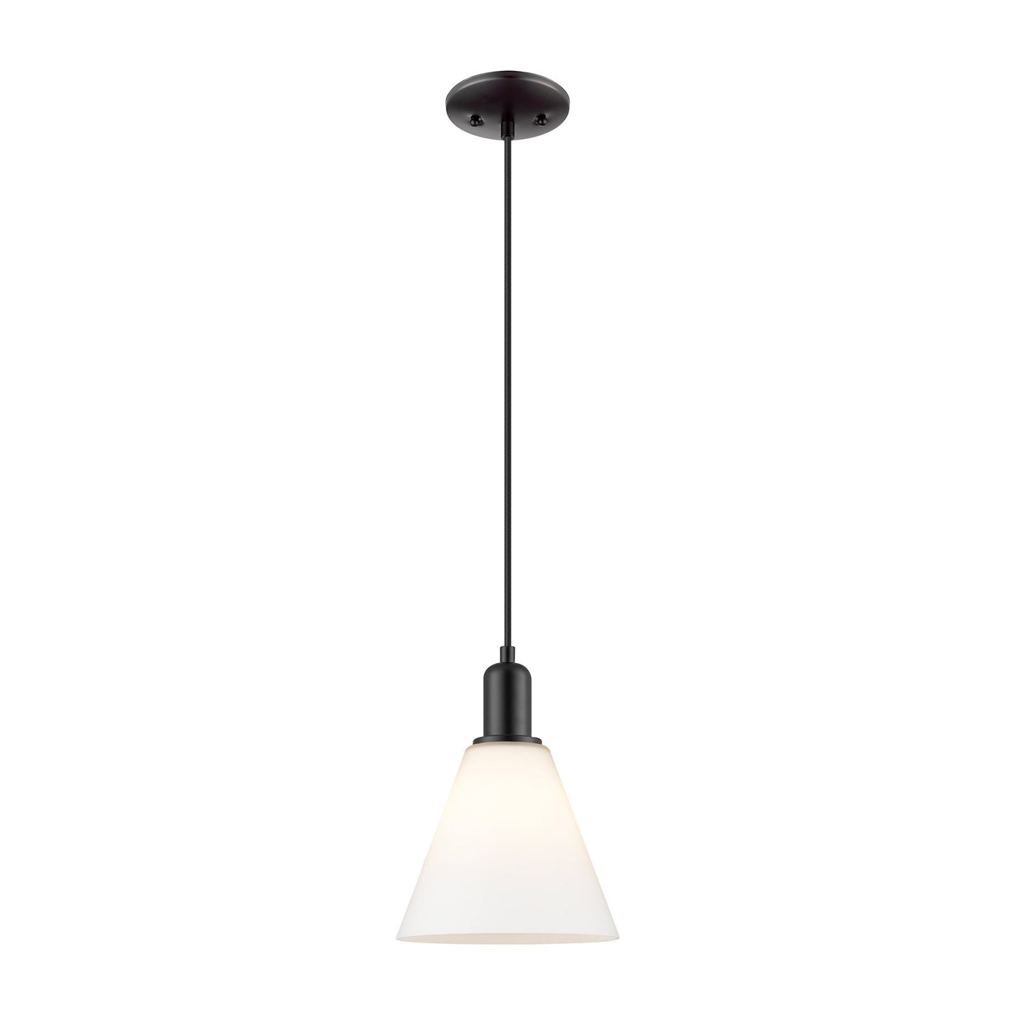 Innovations Berkshire Glass 8in 1-Light Mini Pendant | Industrial Matte Black Steel and Matte White Glass | Kitchen Island & | Model 716-1P-BK-GBC-81