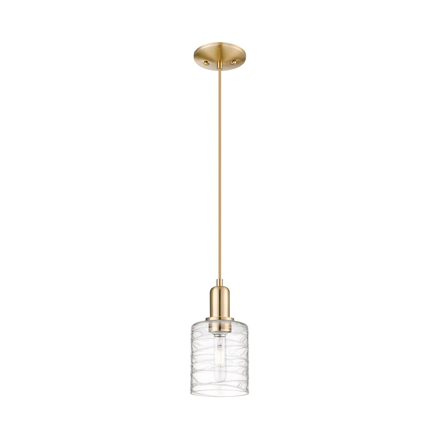 Innovations Cobbleskill 5in 1-Light Mini Pendant | Industrial Champagne Bronze Steel and Deco Swirl Glass | Kitchen Island & | Model 716-1P-CB-G1113