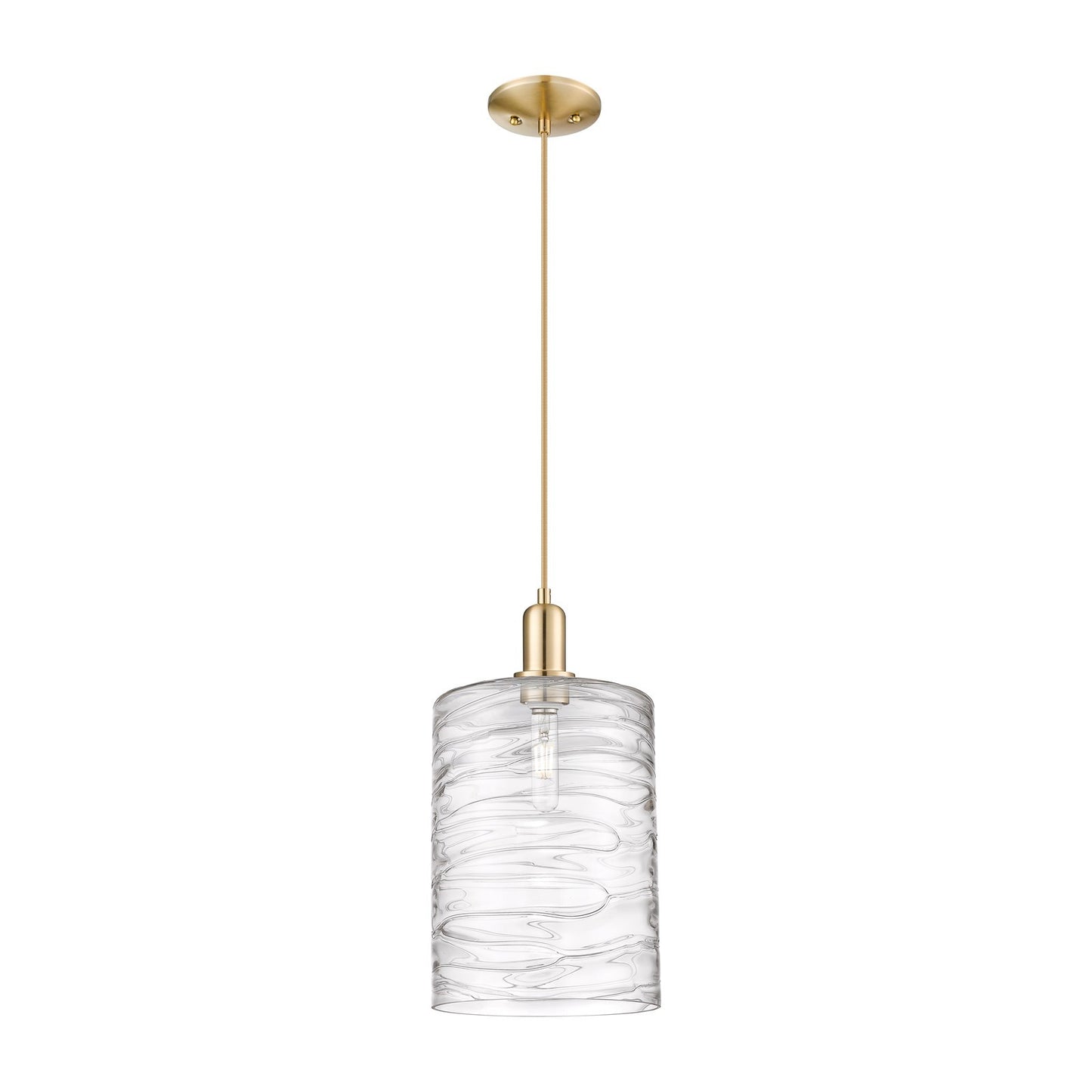 Innovations Cobbleskill 9in 1-Light Mini Pendant | Industrial Champagne Bronze Steel and Deco Swirl Glass | Kitchen Island & | Model 716-1P-CB-G1113-L