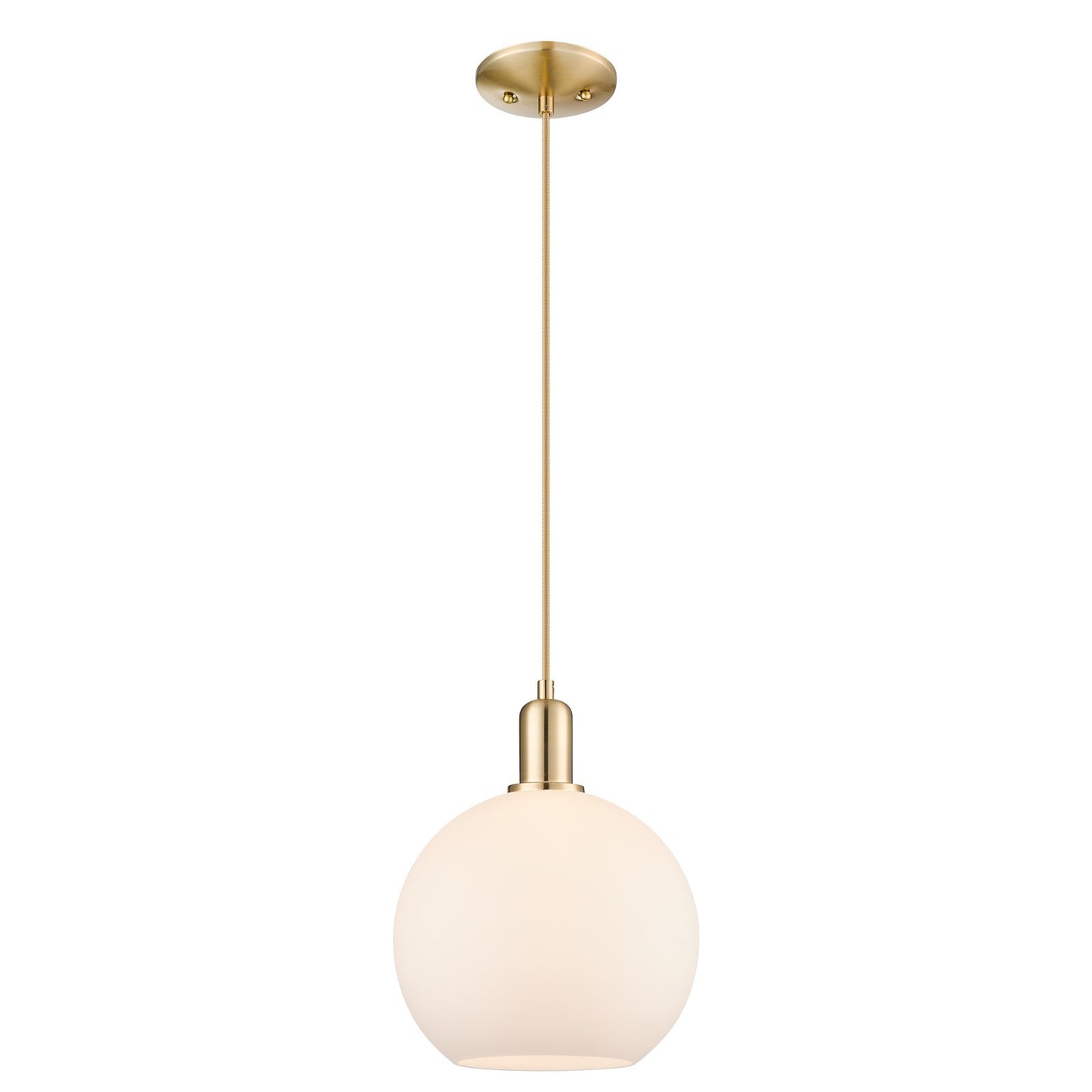 Innovations Athens 10in 1-Light Mini Pendant | Industrial Champagne Bronze Steel and Matte White Glass | Kitchen Island & Dining | Model 716-1P-CB-G121-10