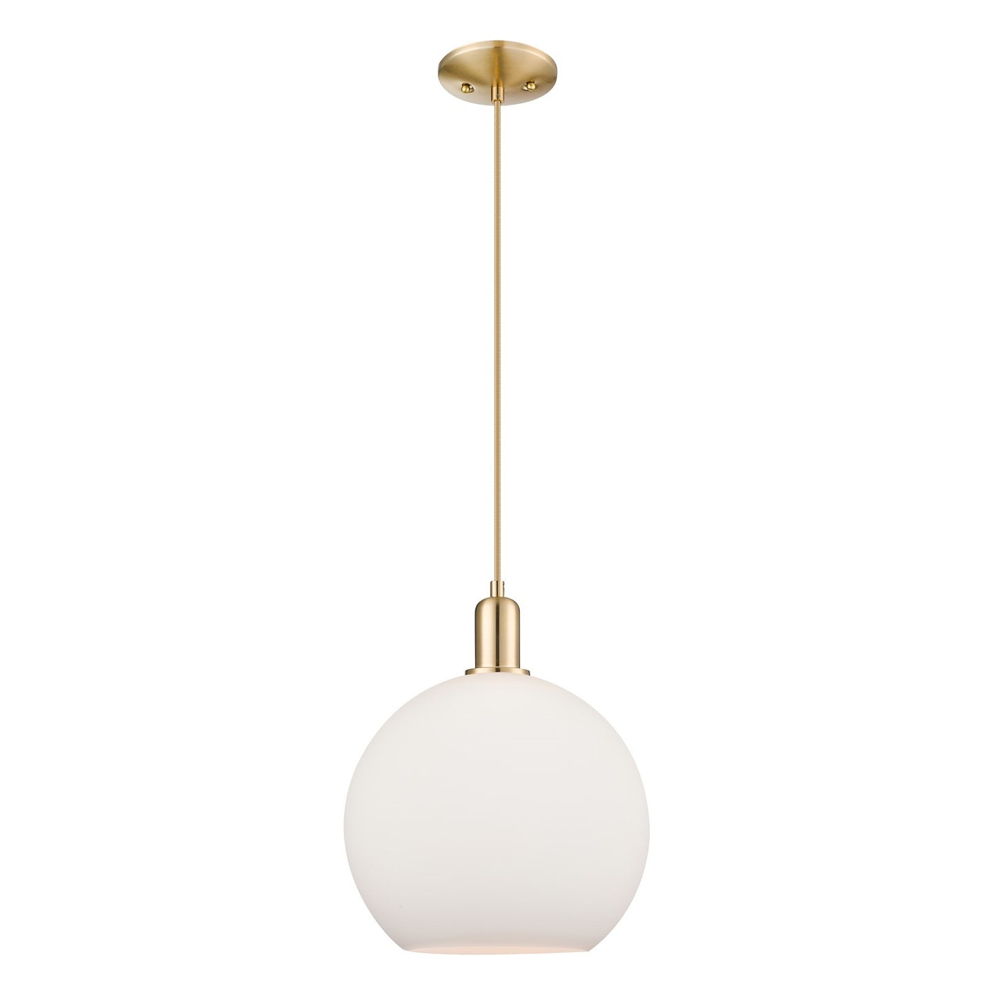 Innovations Athens 12in 1-Light Mini Pendant | Industrial Champagne Bronze Steel and Matte White Glass | Kitchen Island & Dining | Model 716-1P-CB-G121-12
